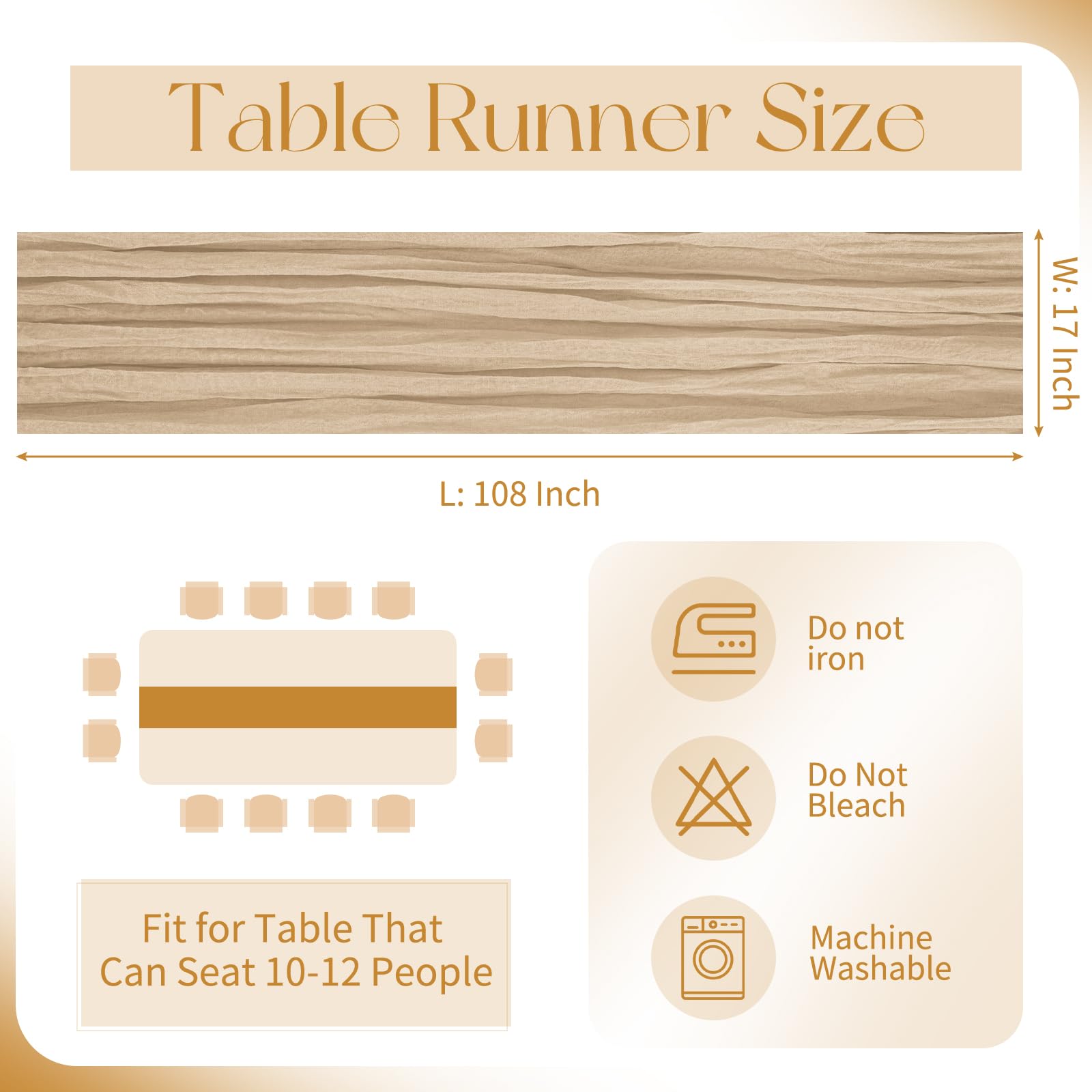 Cheesecloth Table Runner for Wedding, Birthday