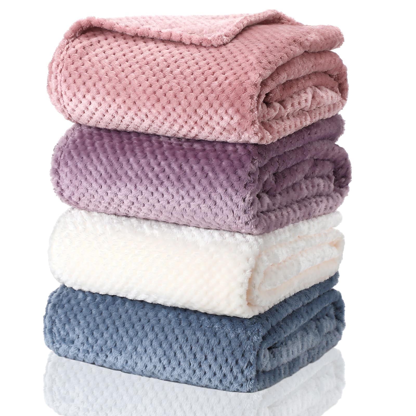 Newwiee Flannel Fleece Throw Blanket Set of 4