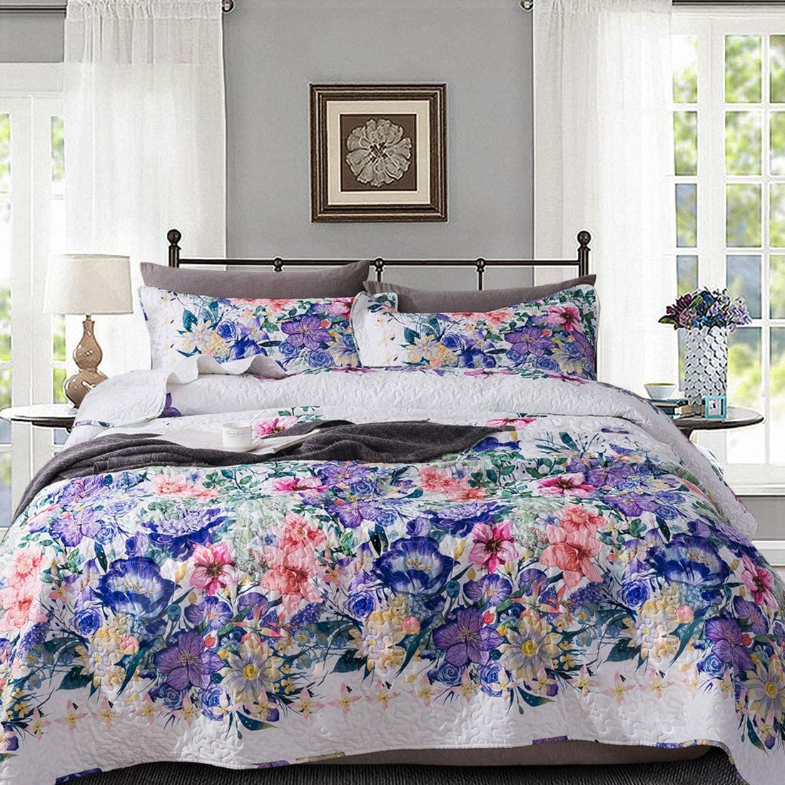 Travan Floral Quilt Set 3-Piece