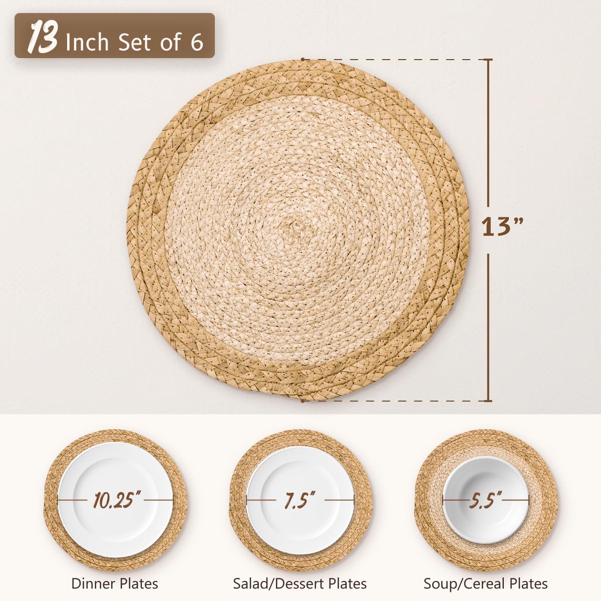 Round Woven Boho Placemats Set