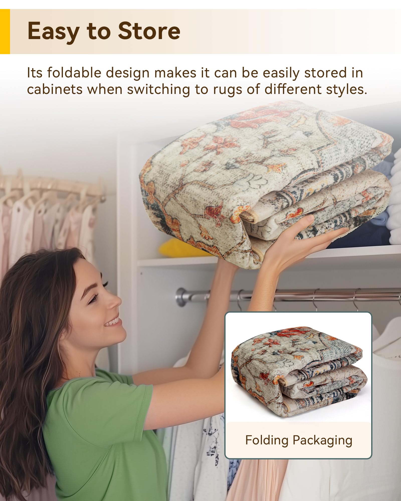 RELEANY Washable Floral Area Rug