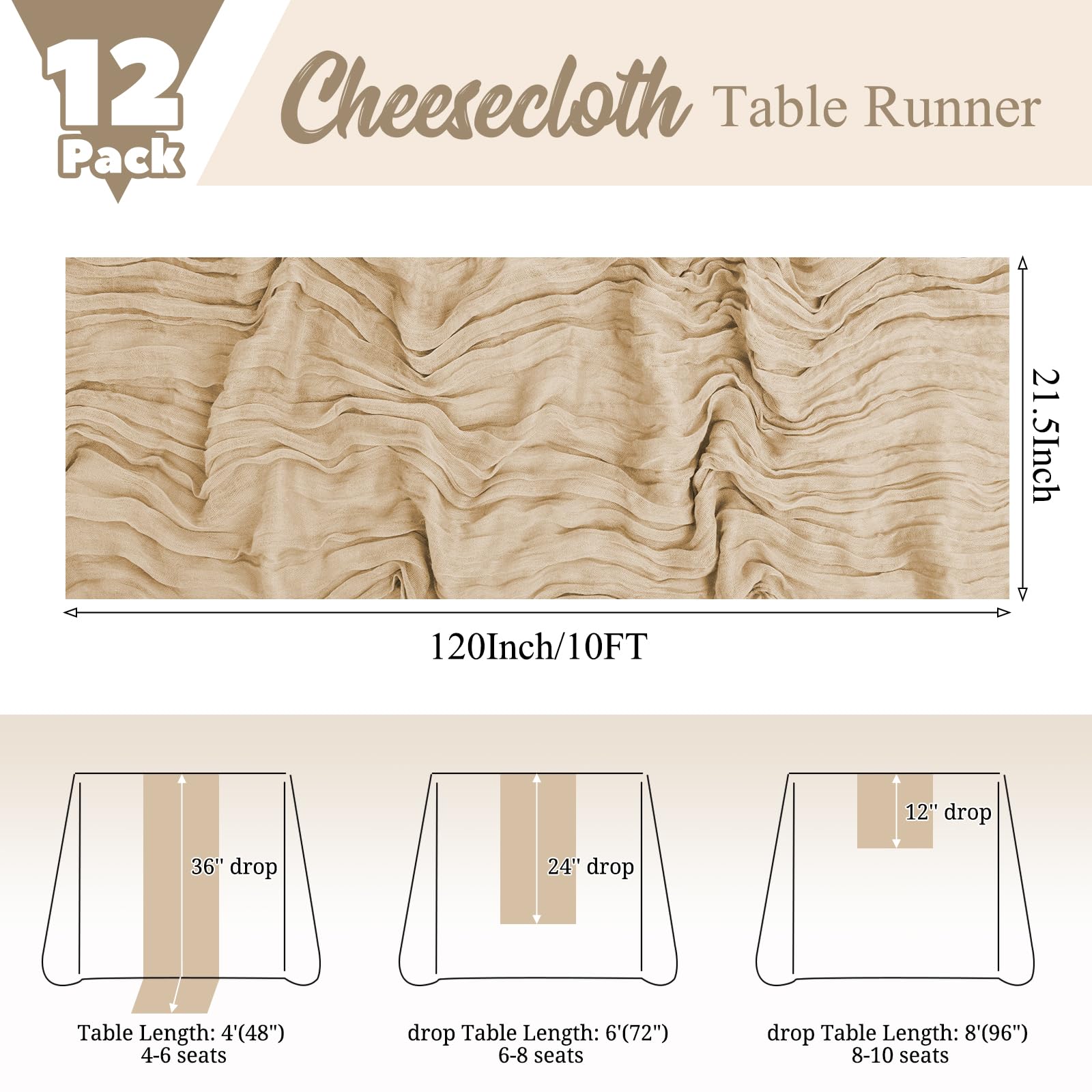 Rustic Gauze Cheesecloth Table Runner - Romantic Sheer Fabric