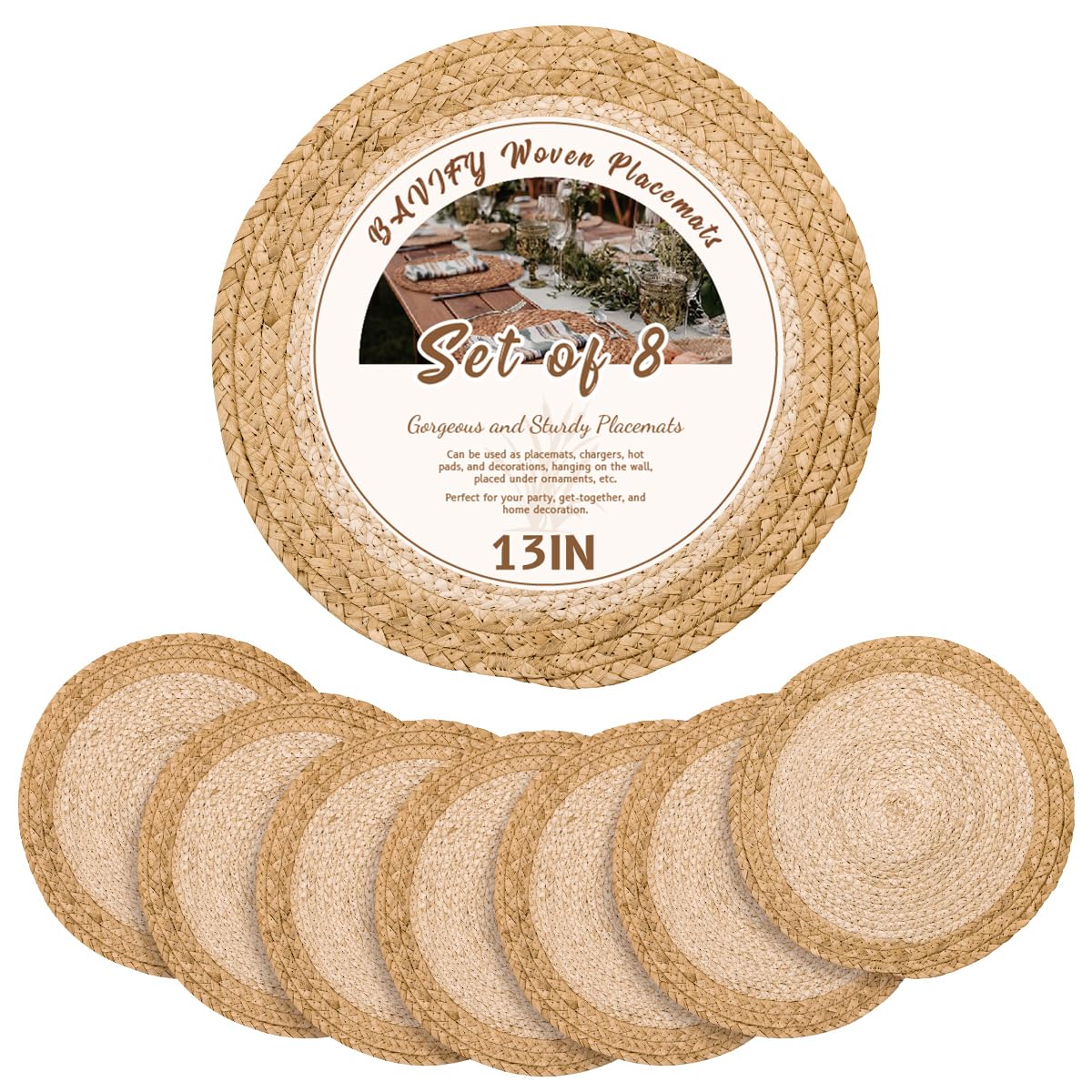 Round Woven Boho Placemats Set