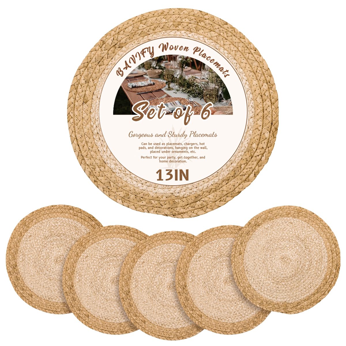 Round Woven Boho Placemats Set