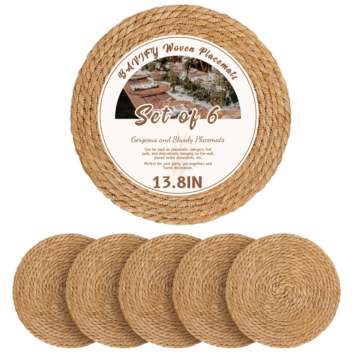 Round Woven Boho Placemats Set