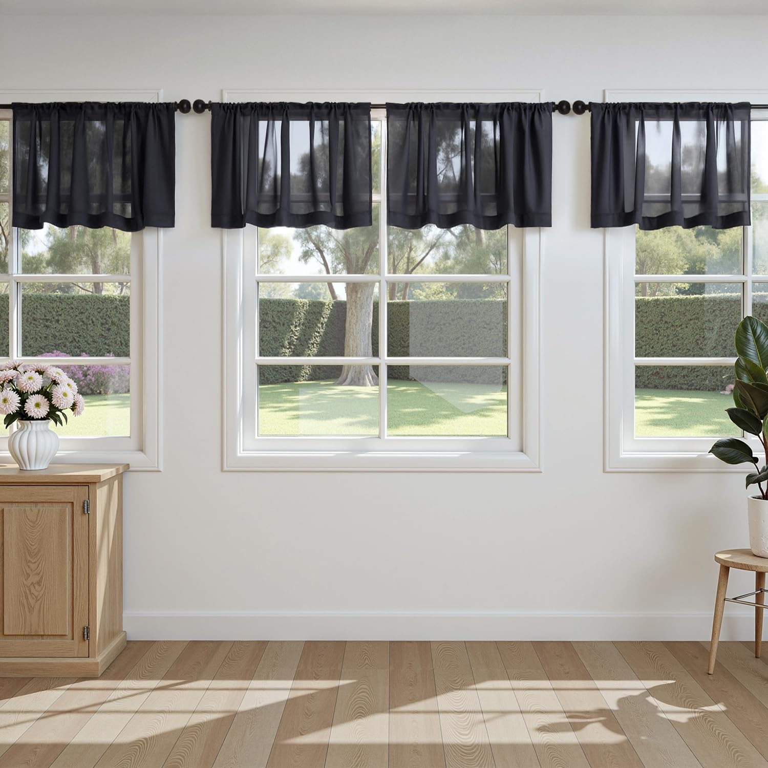 MIULEE Sheer Voile Curtains Set of 4