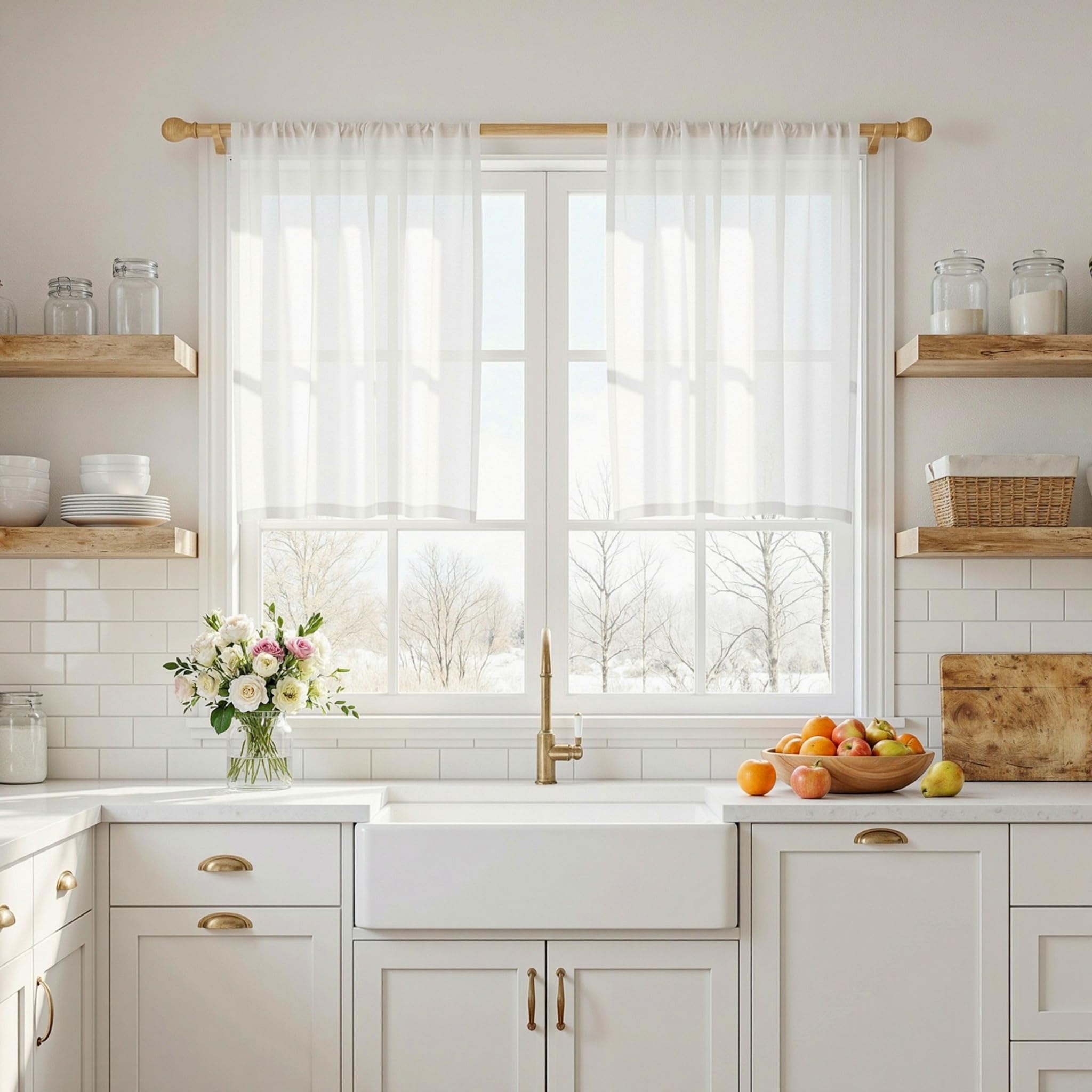 MYSKY HOME Semi Sheer Boho Curtains