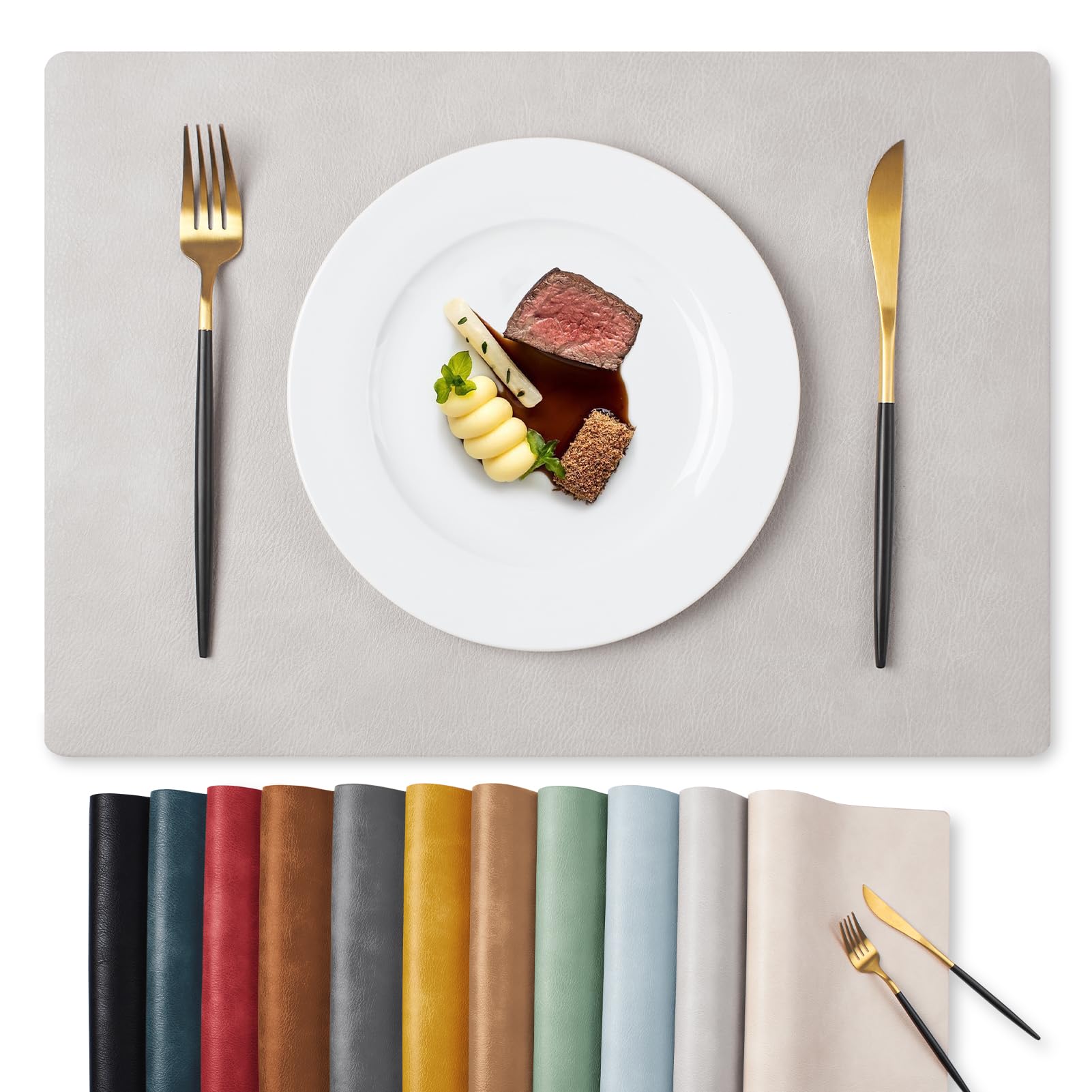 MOSAYT Faux Leather Placemats Set
