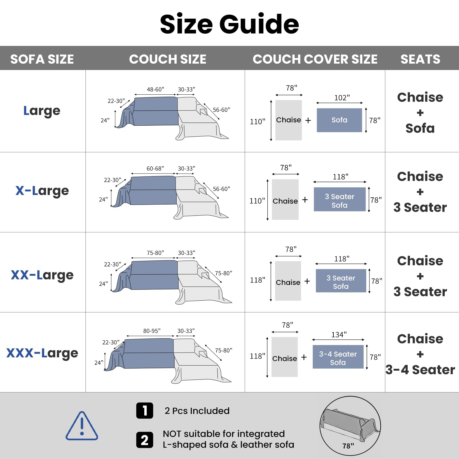CYCMACO Sectional Couch Cover Set