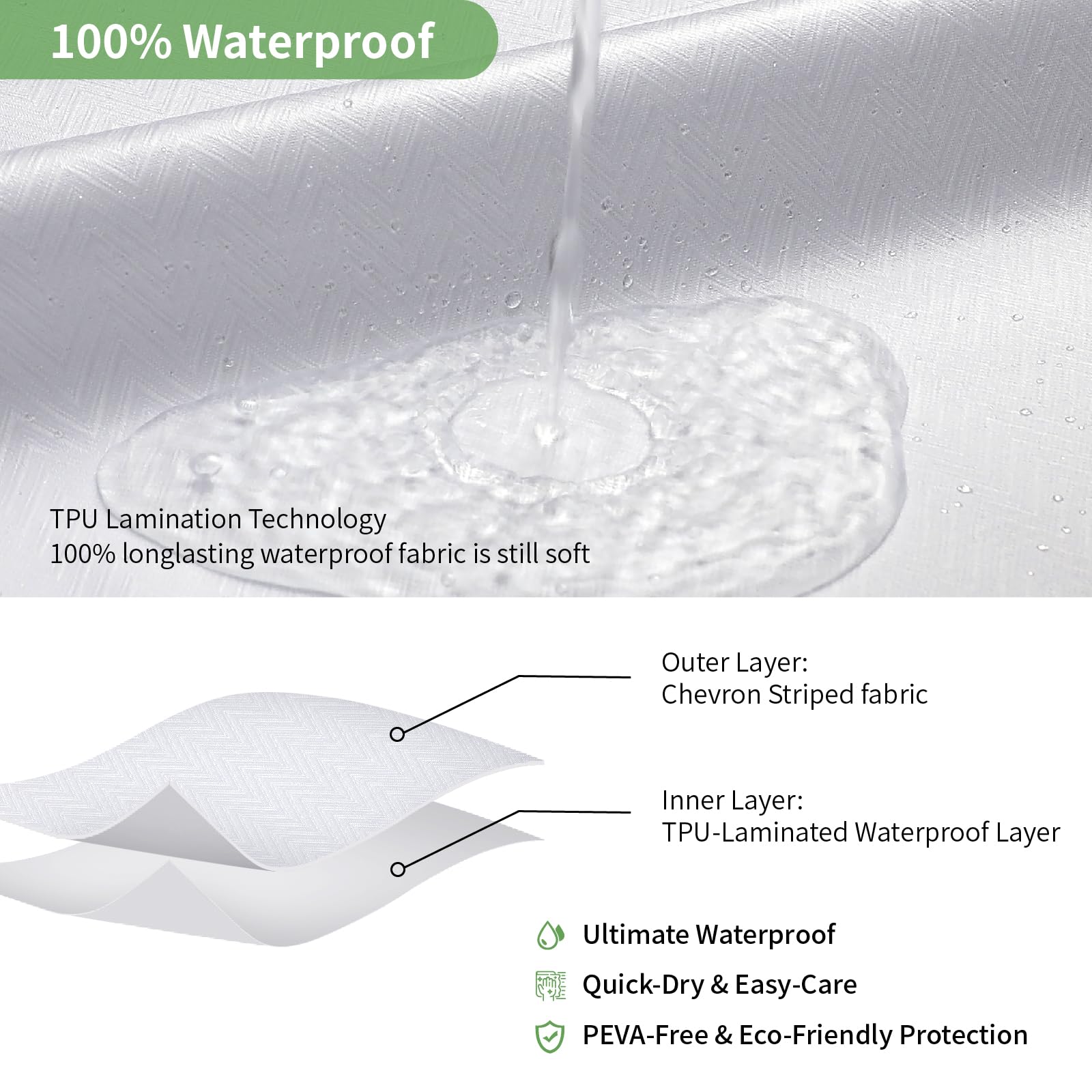 eachope Waterproof Fabric Shower Curtain