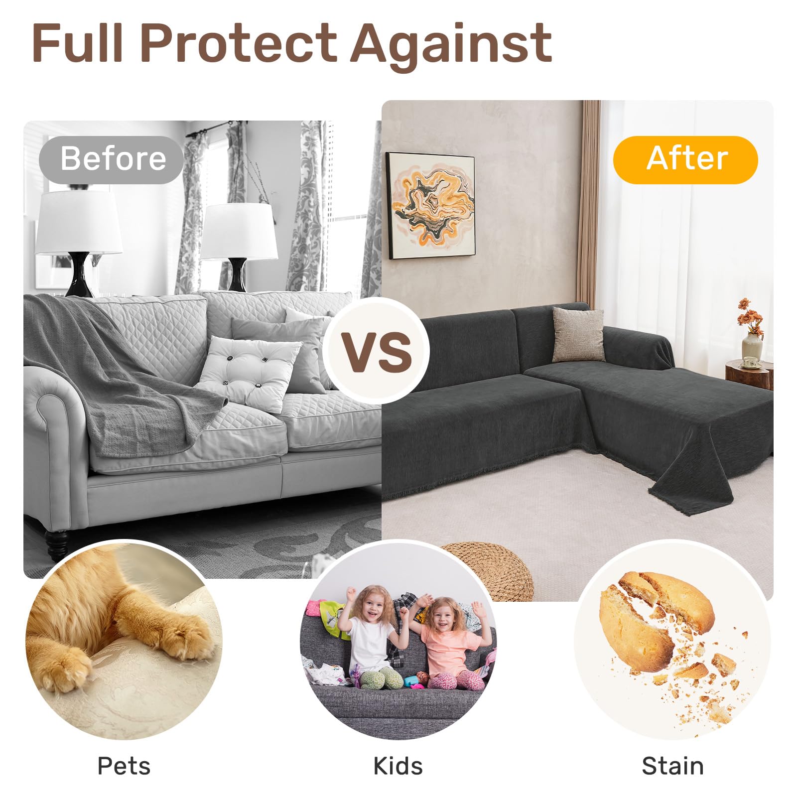 Houmiggle Sectional Couch Cover Set