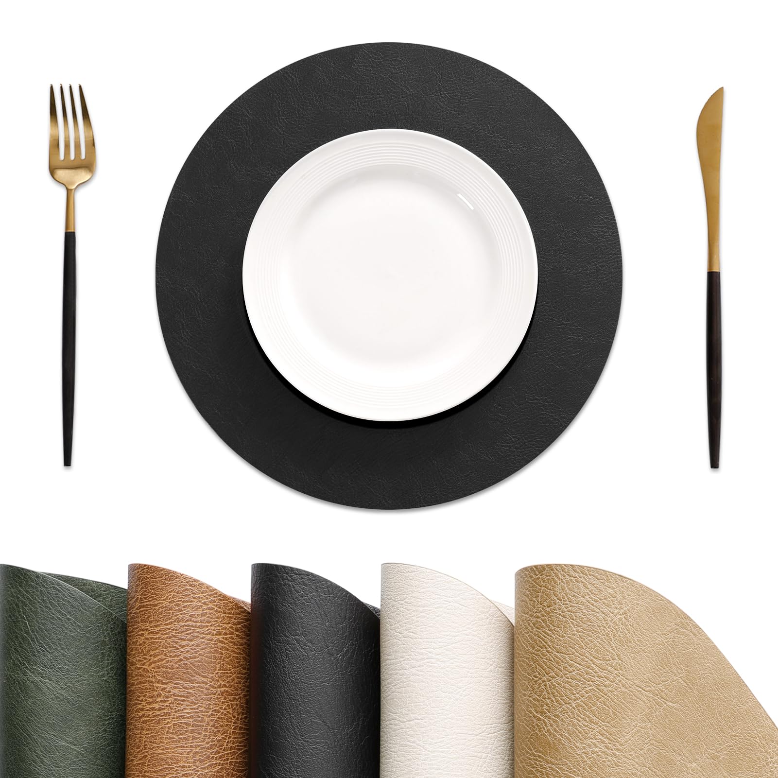 MOSAYT Faux Leather Placemats Set