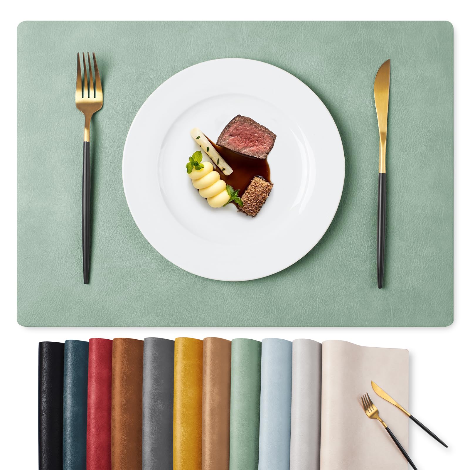 MOSAYT Faux Leather Placemats Set
