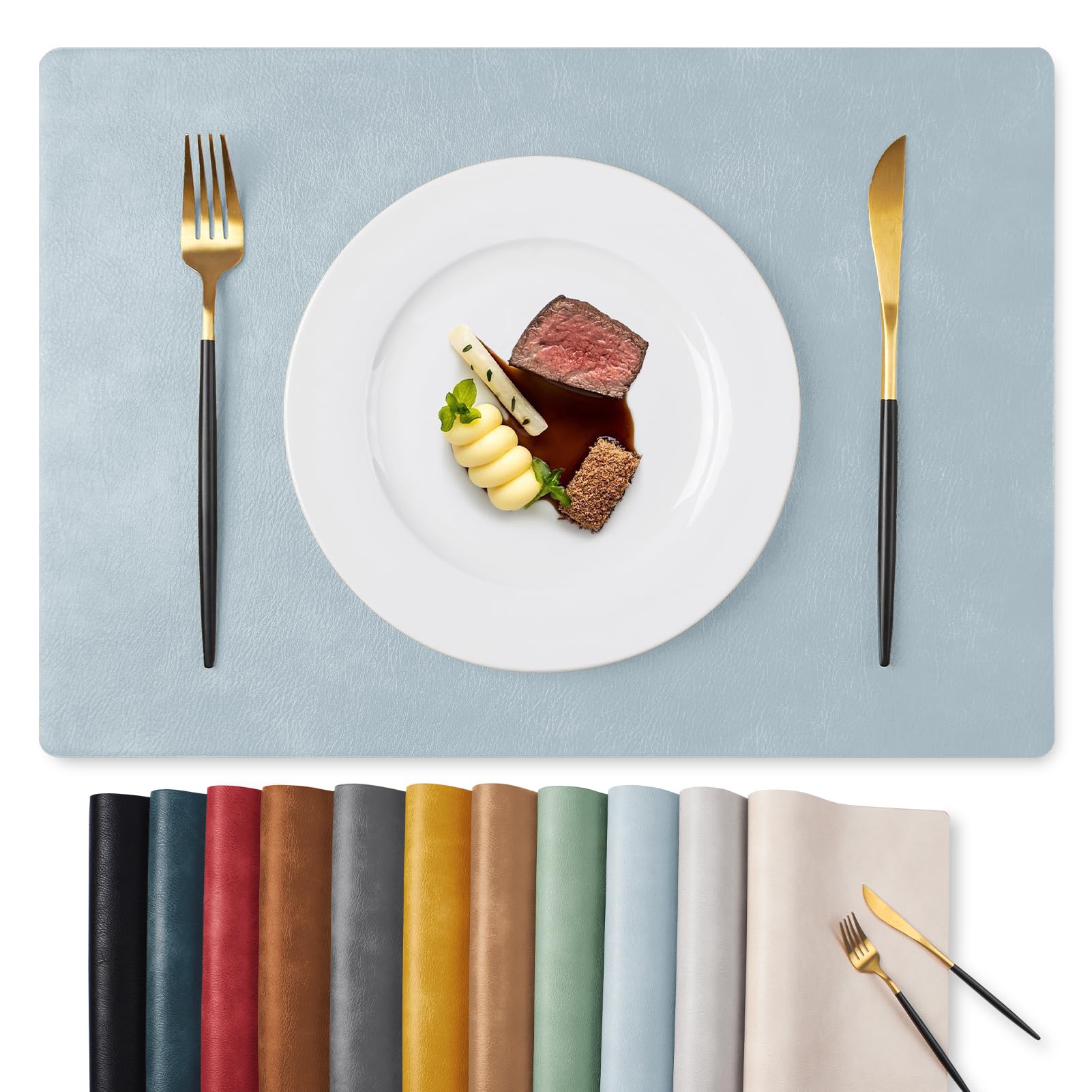 MOSAYT Faux Leather Placemats Set