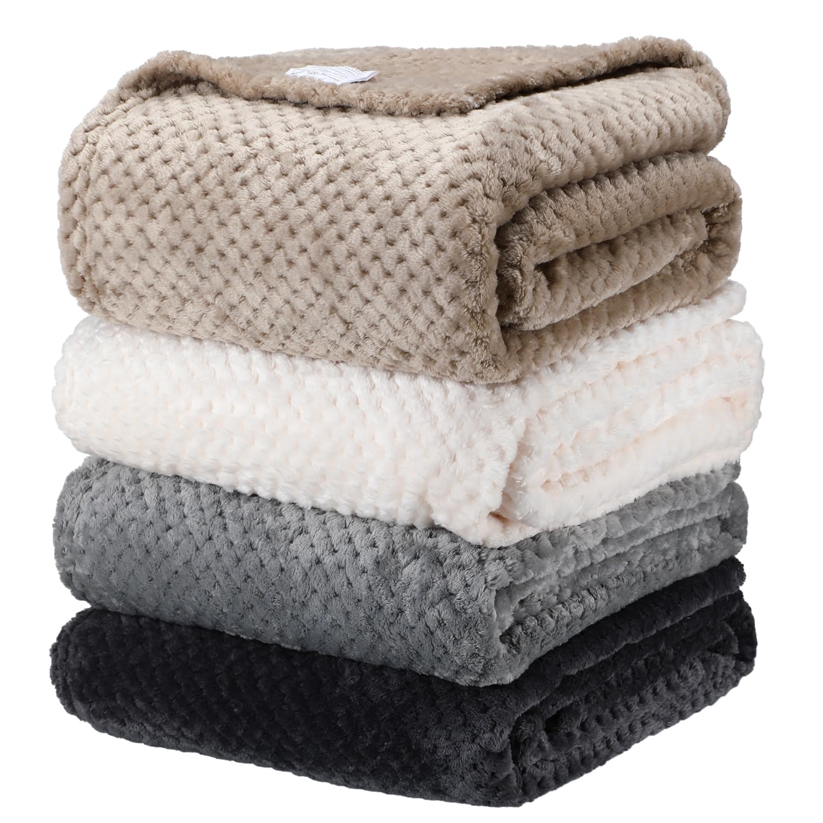 Newwiee Flannel Fleece Throw Blanket Set of 4
