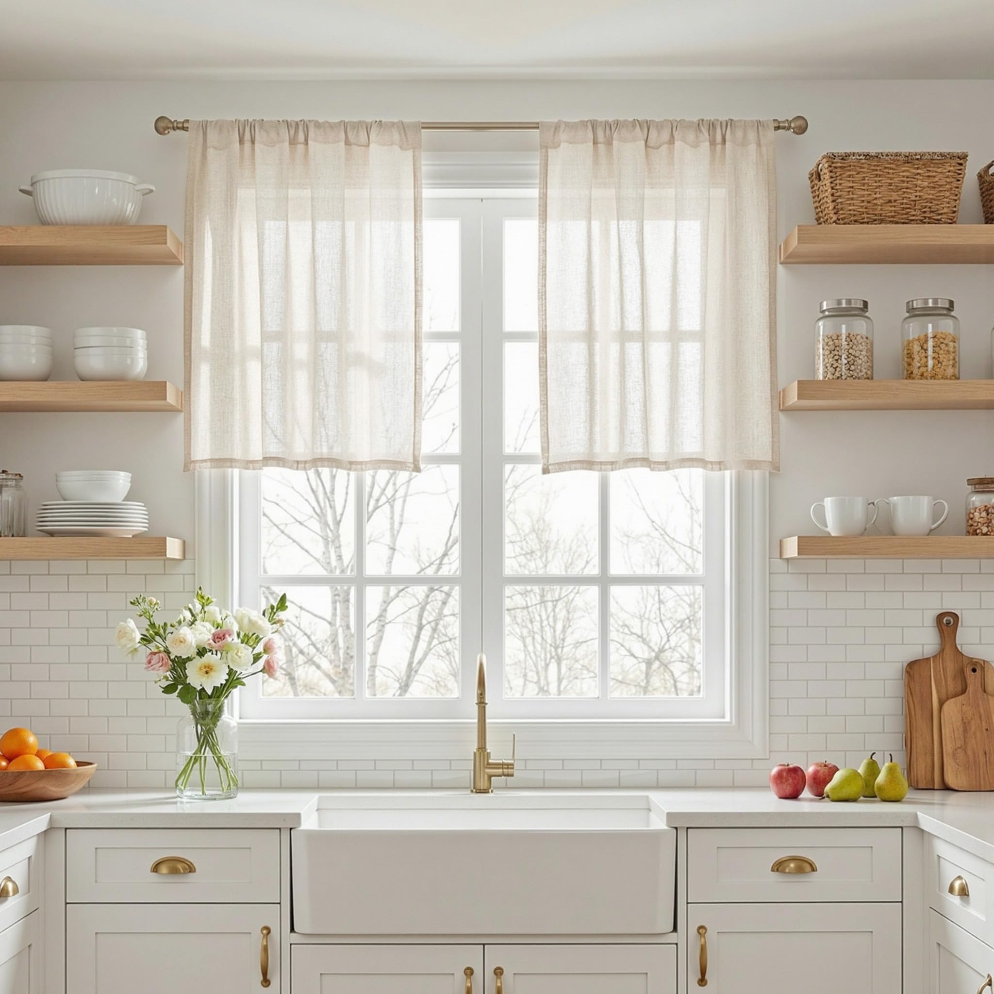 MYSKY HOME Semi Sheer Boho Curtains