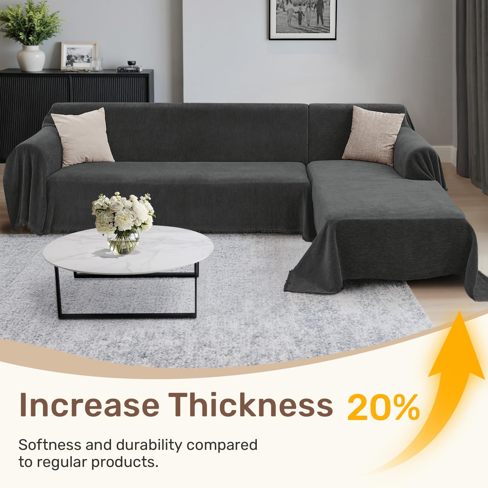 Houmiggle Sectional Couch Cover Set