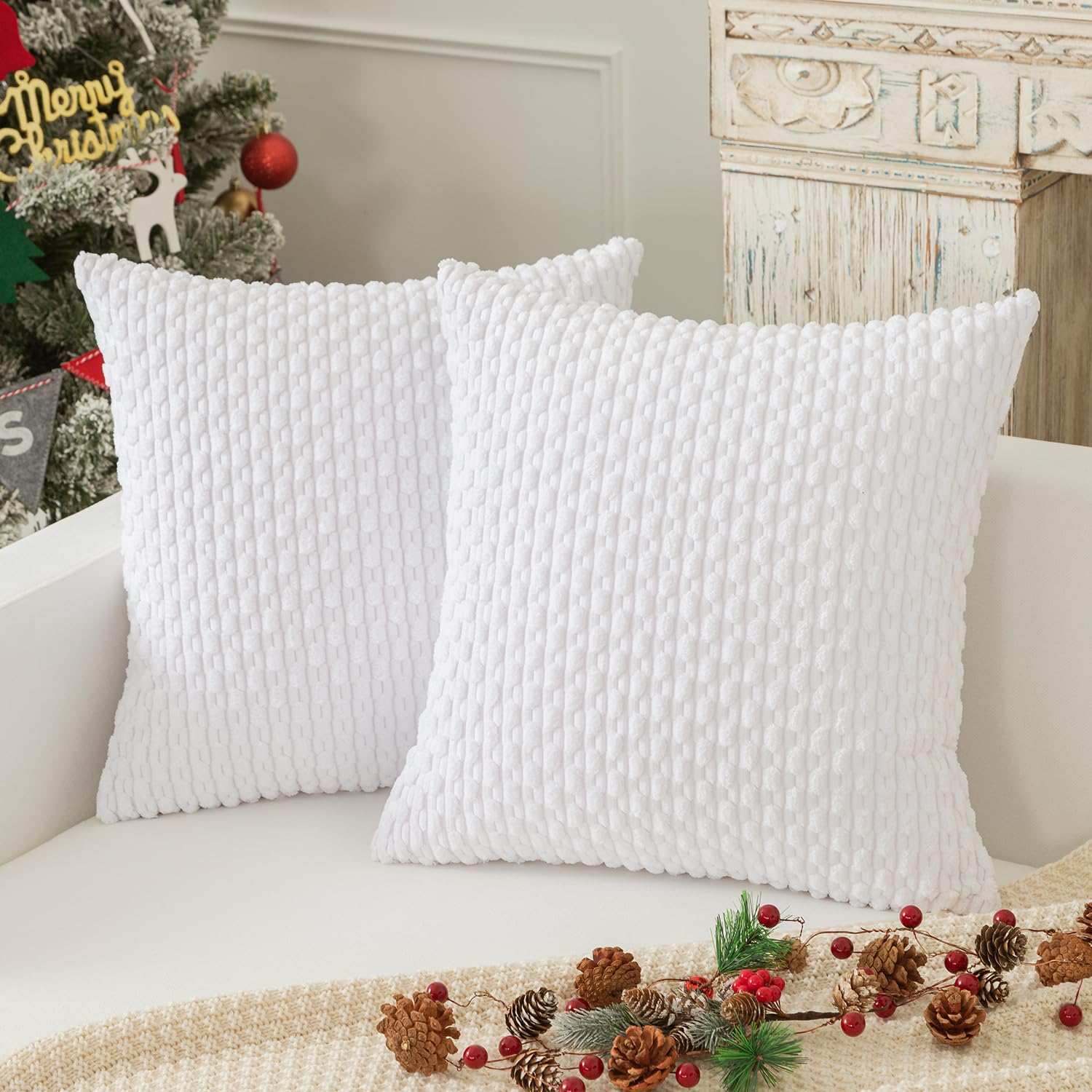 Kevin Textile Solid Decorative Boho Striped Corduroy Throw Pillow Covers