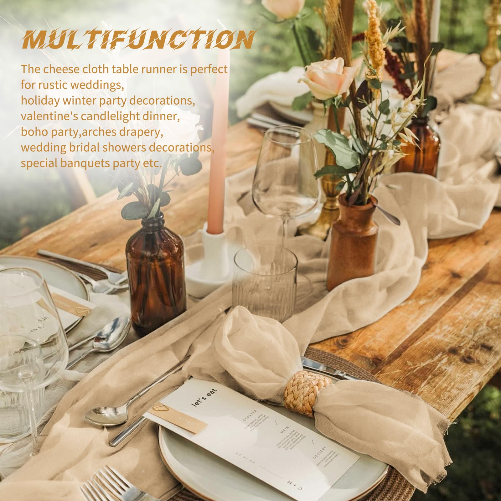 Cheesecloth Table Runner for Wedding, Birthday