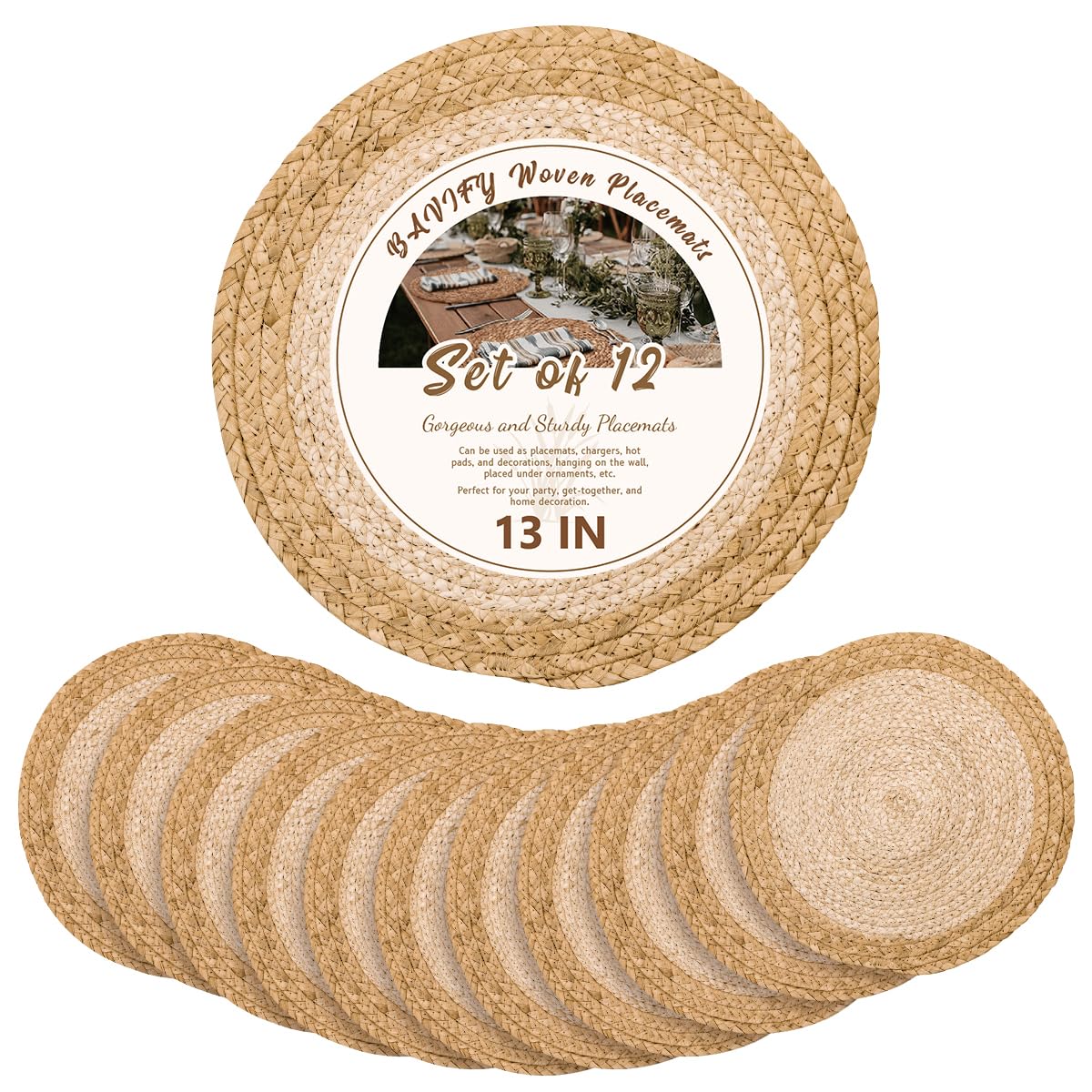 Round Woven Boho Placemats Set