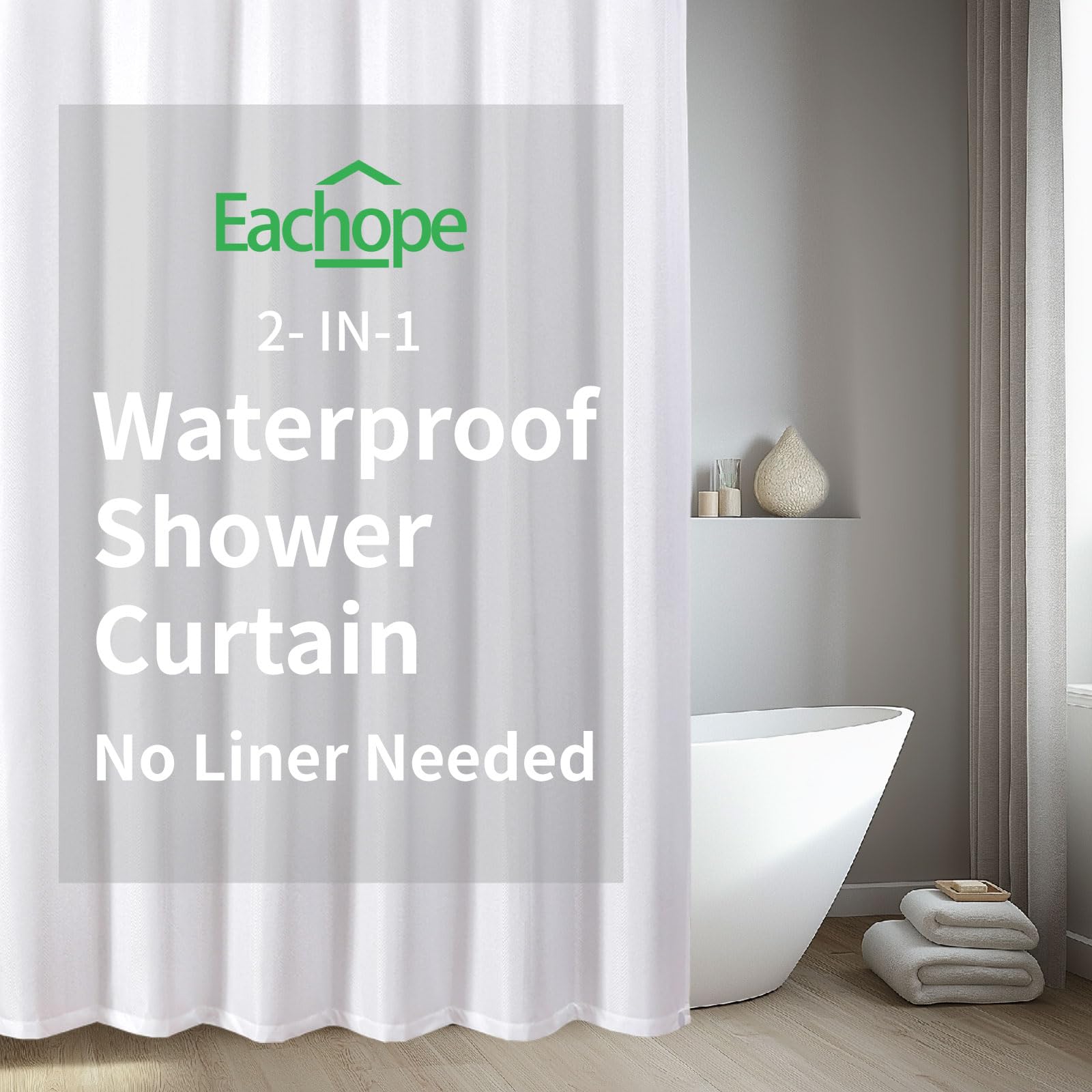 eachope Waterproof Fabric Shower Curtain