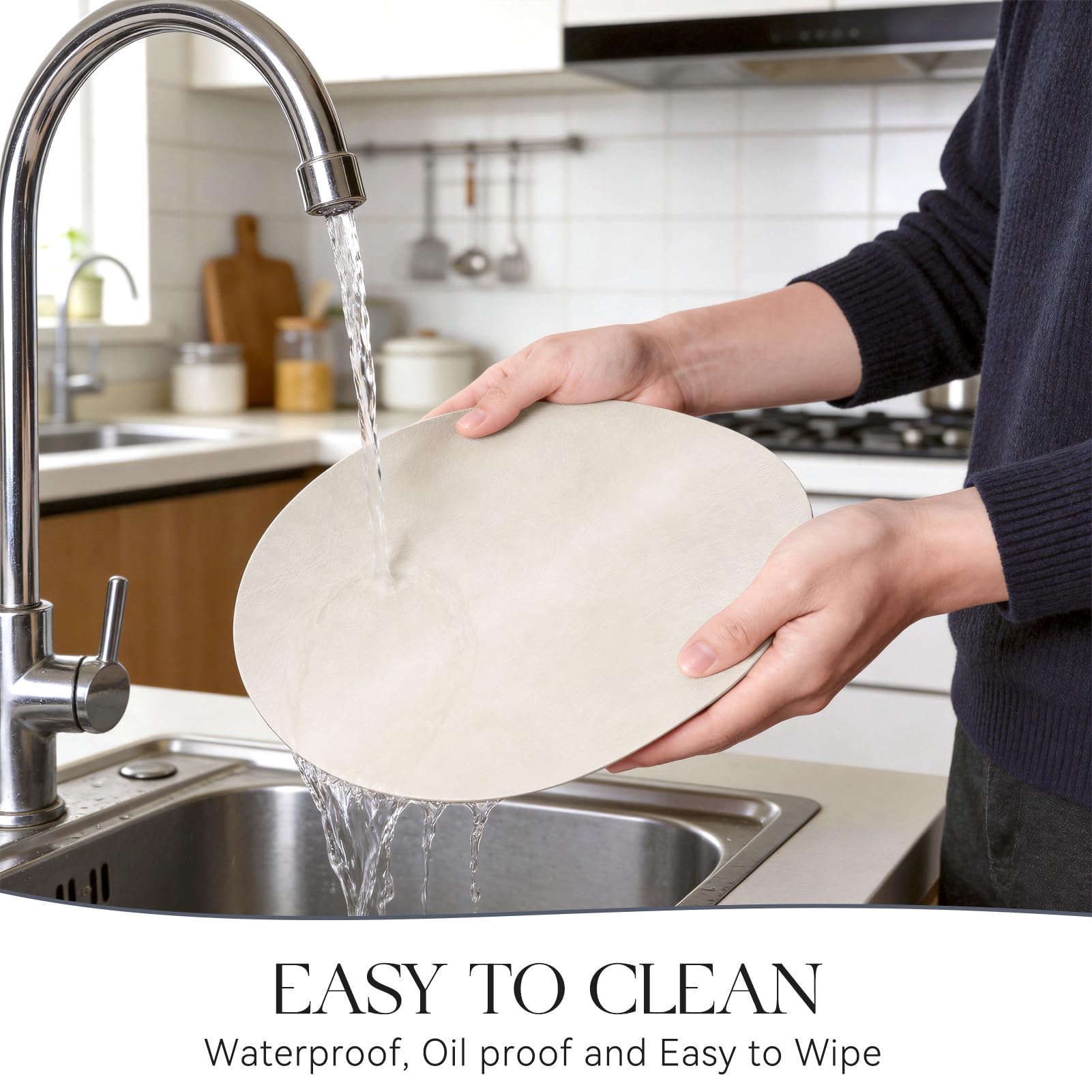 MOSAYT Faux Leather Placemats Set