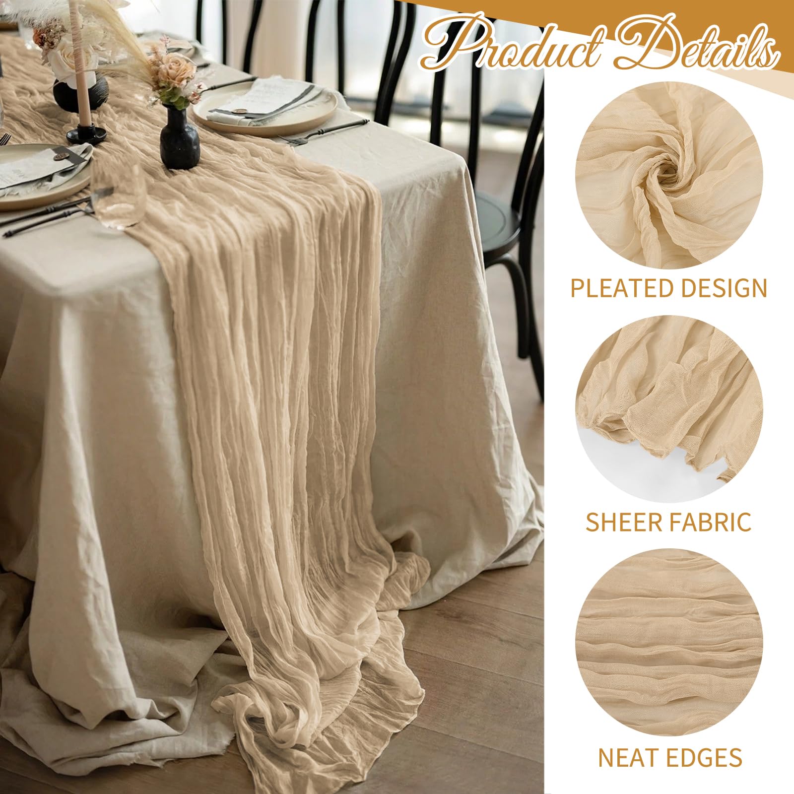 Cheesecloth Table Runner for Wedding, Birthday