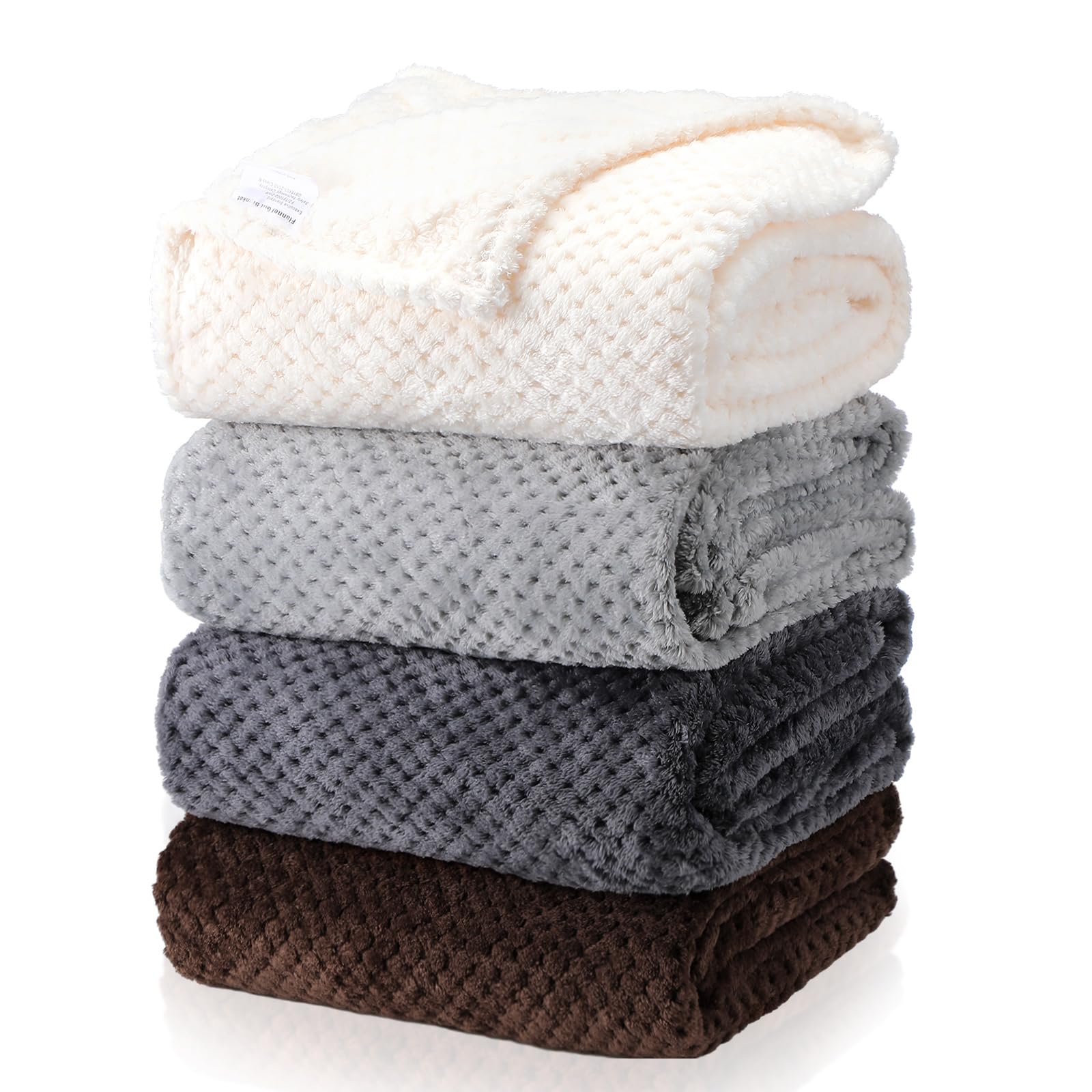 Newwiee Flannel Fleece Throw Blanket Set of 4