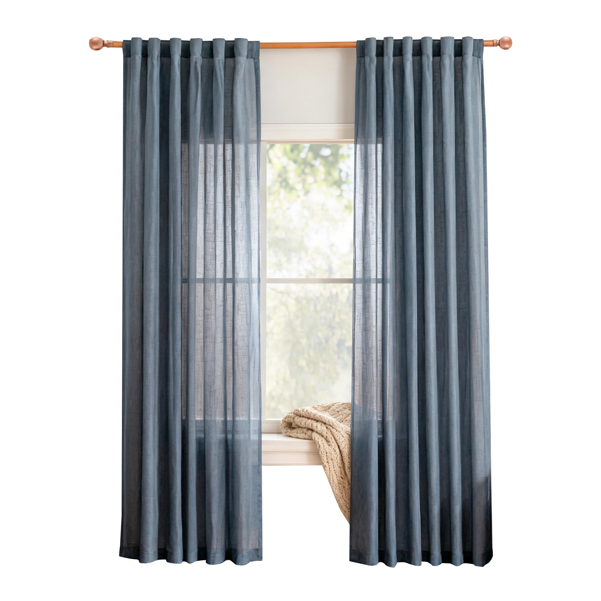 MYSKY HOME Semi Sheer Boho Curtains