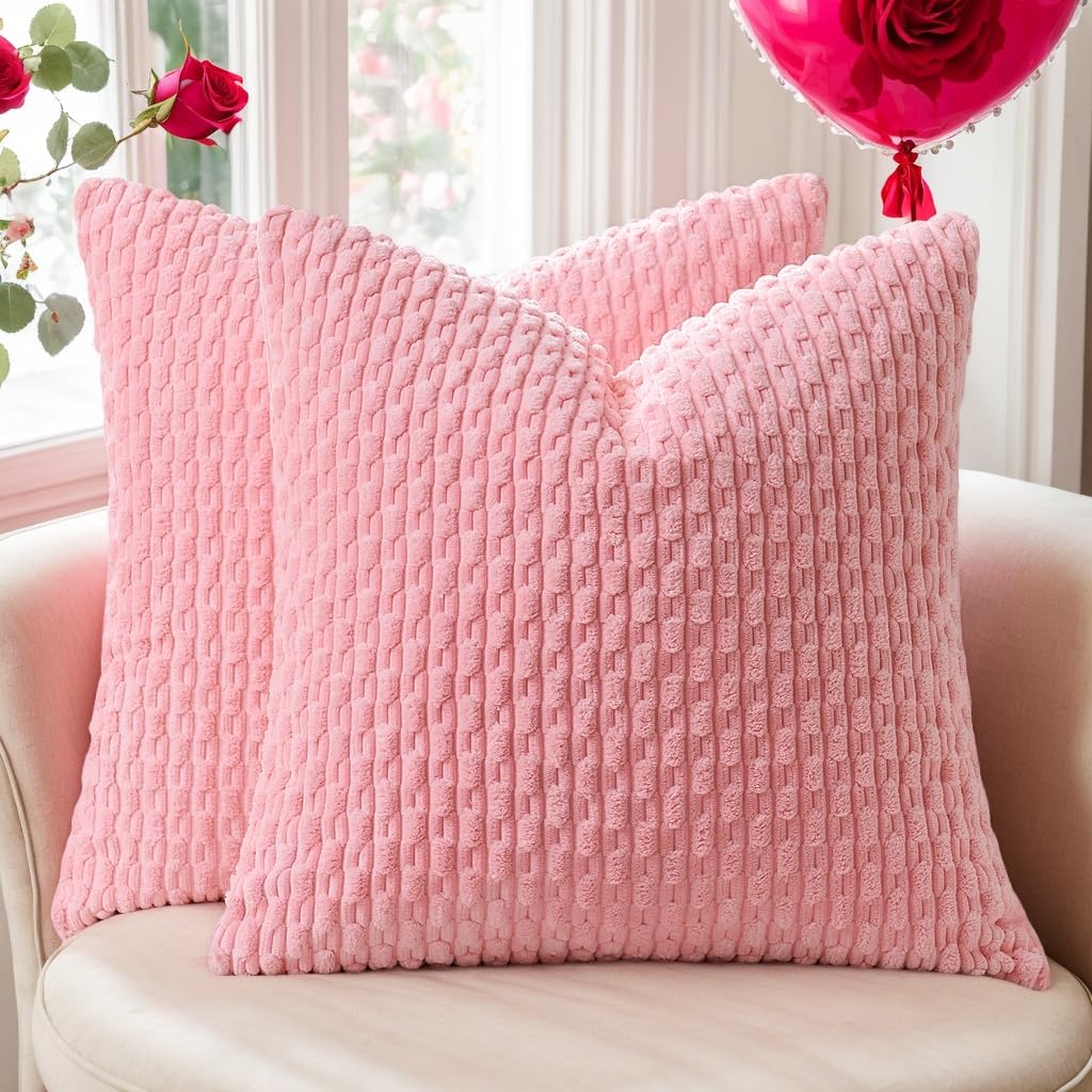 Kevin Textile Solid Decorative Boho Striped Corduroy Throw Pillow Covers