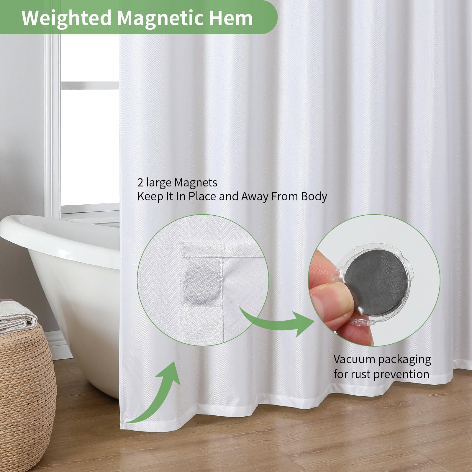 eachope Waterproof Fabric Shower Curtain