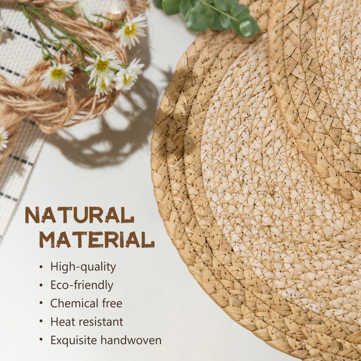Round Woven Boho Placemats Set