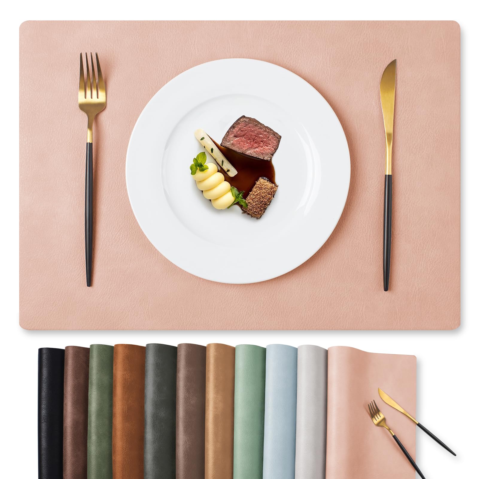 MOSAYT Faux Leather Placemats Set