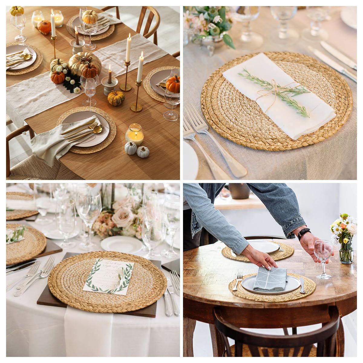 Round Woven Boho Placemats Set