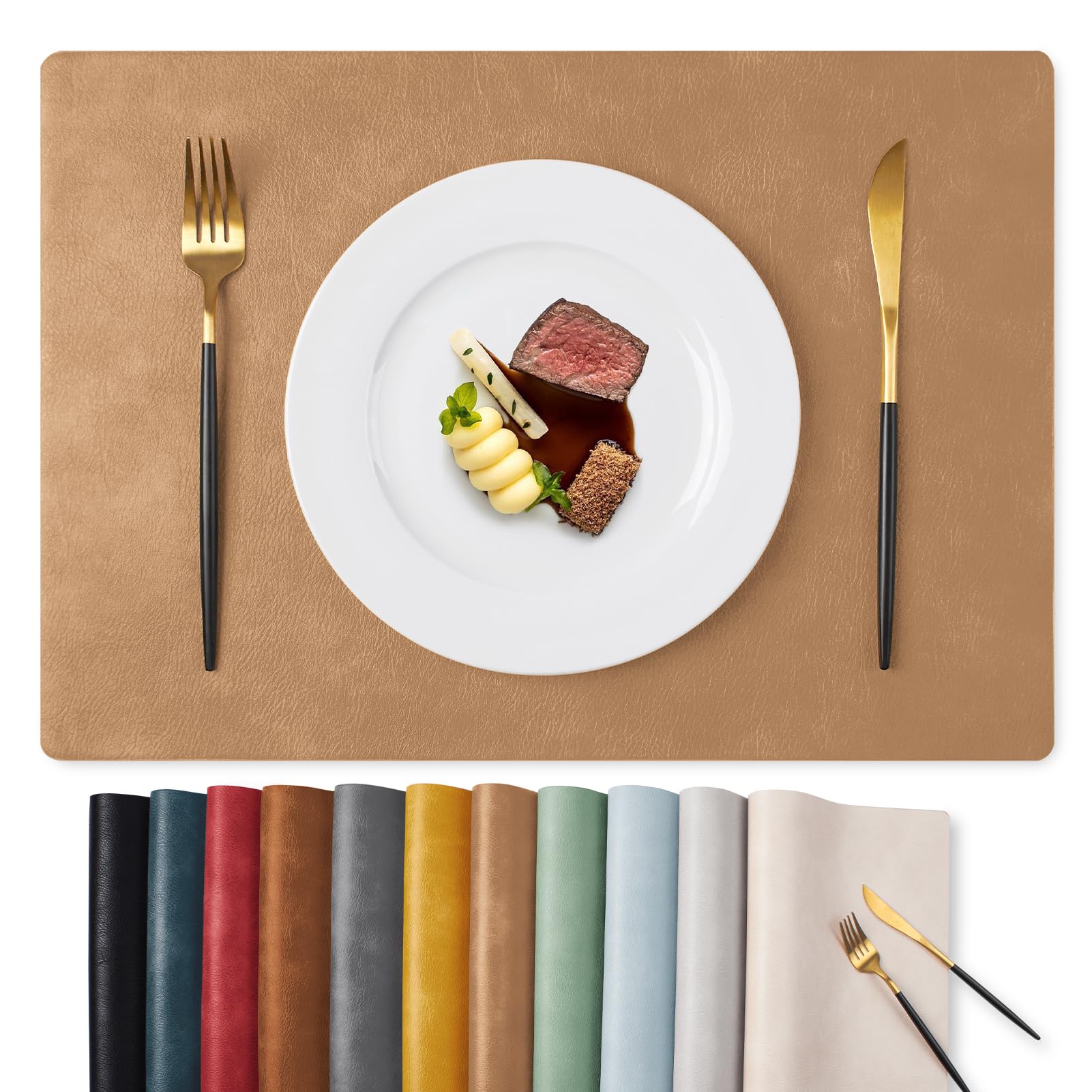 MOSAYT Faux Leather Placemats Set