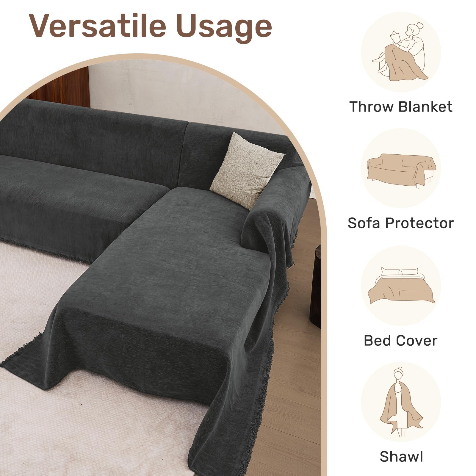 Houmiggle Sectional Couch Cover Set