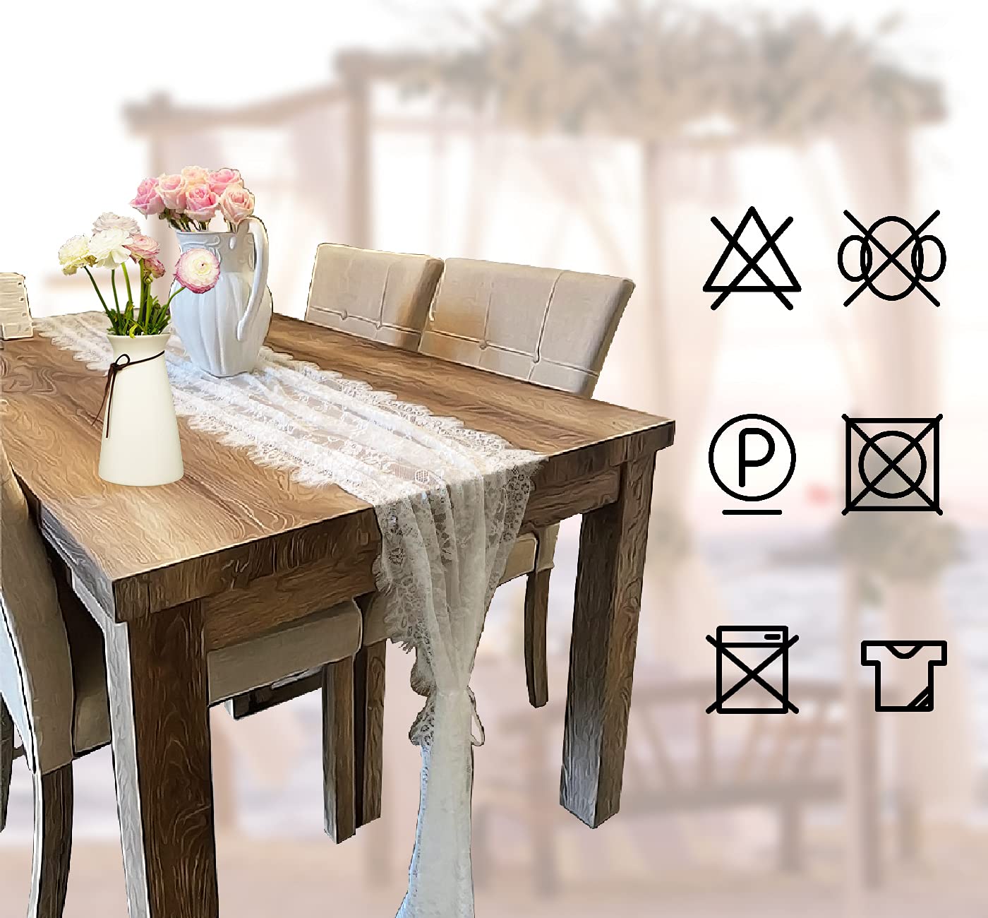 White Lace Table Runner Set of 3