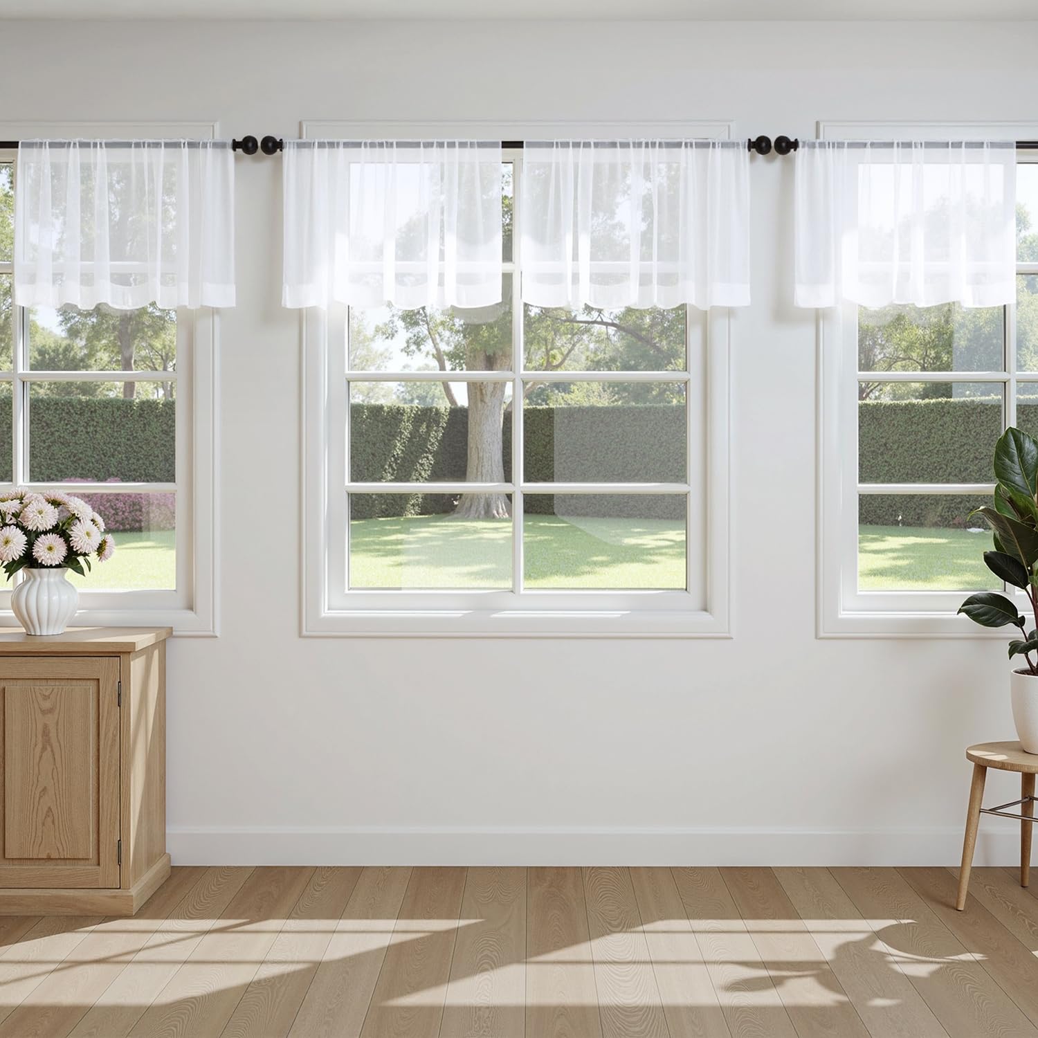 MIULEE Sheer Voile Curtains Set of 4