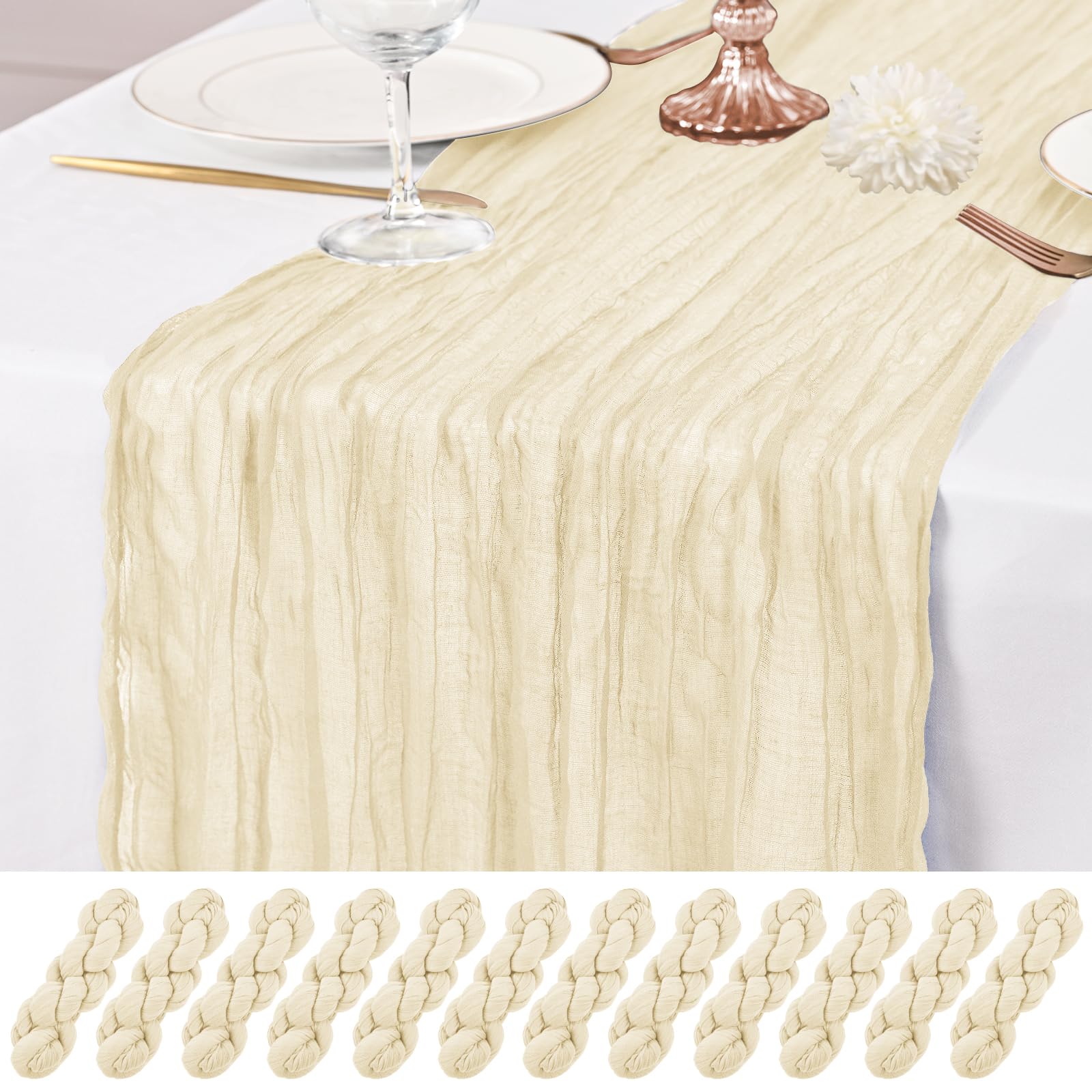 Rustic Gauze Cheesecloth Table Runner - Romantic Sheer Fabric