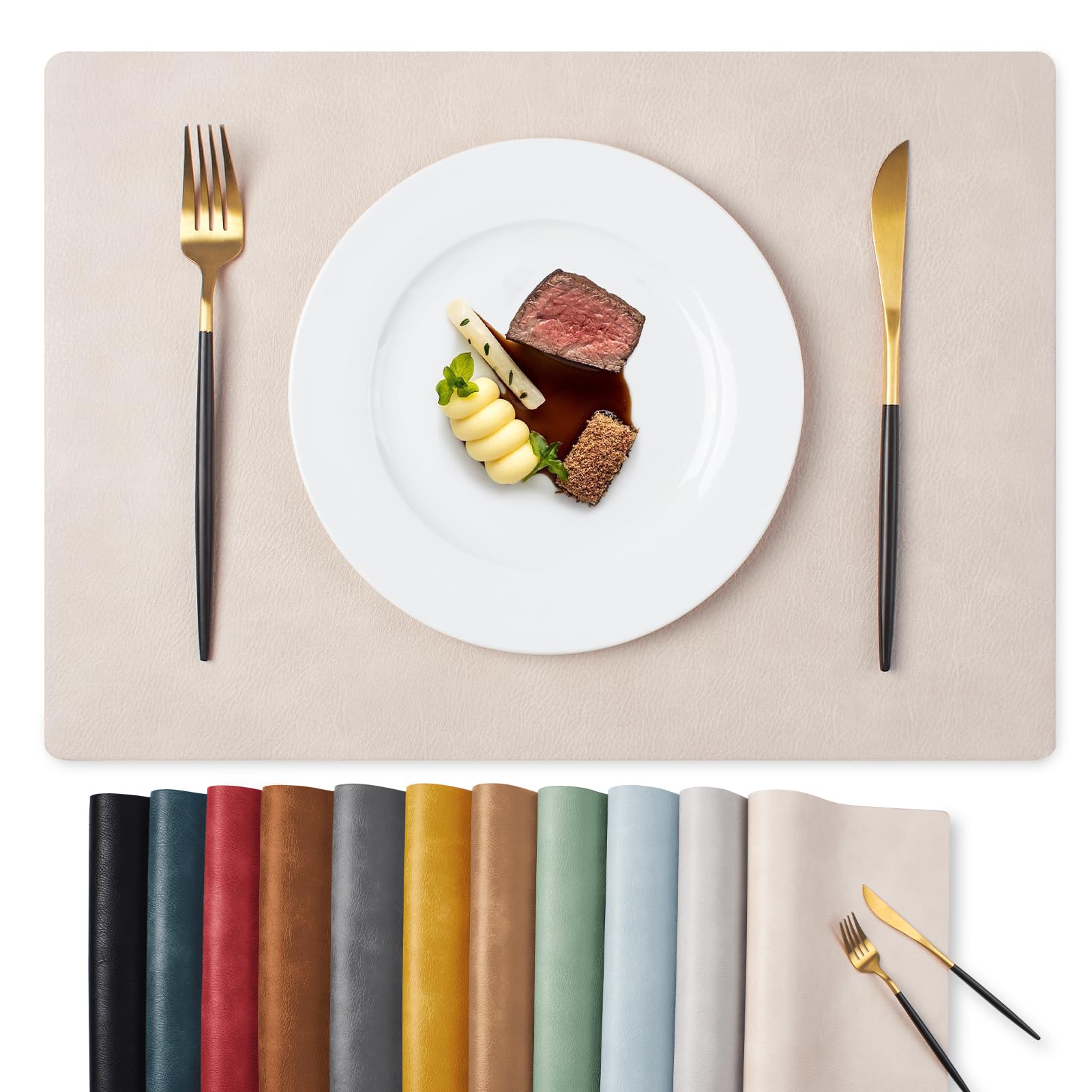 MOSAYT Faux Leather Placemats Set