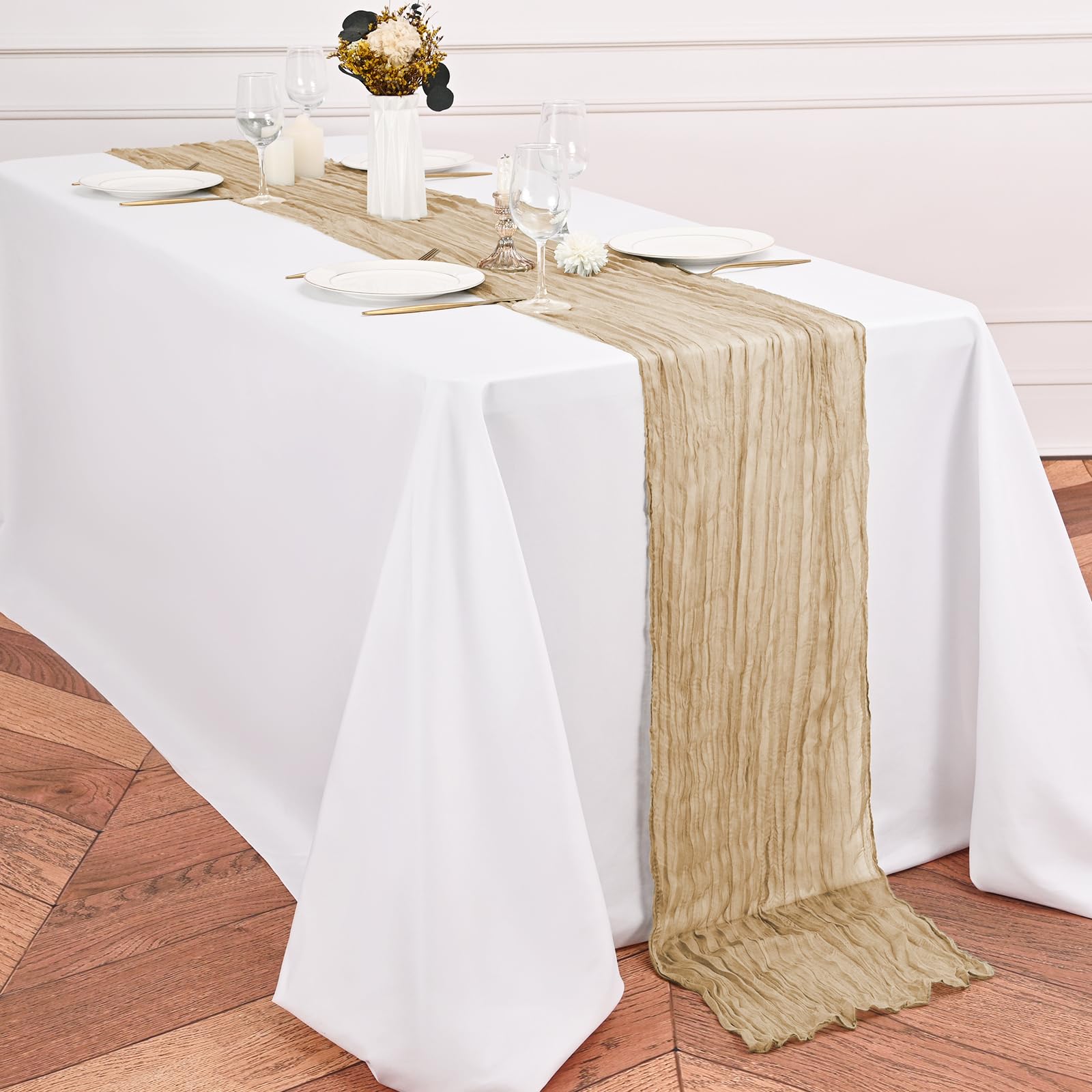 Rustic Gauze Cheesecloth Table Runner - Romantic Sheer Fabric