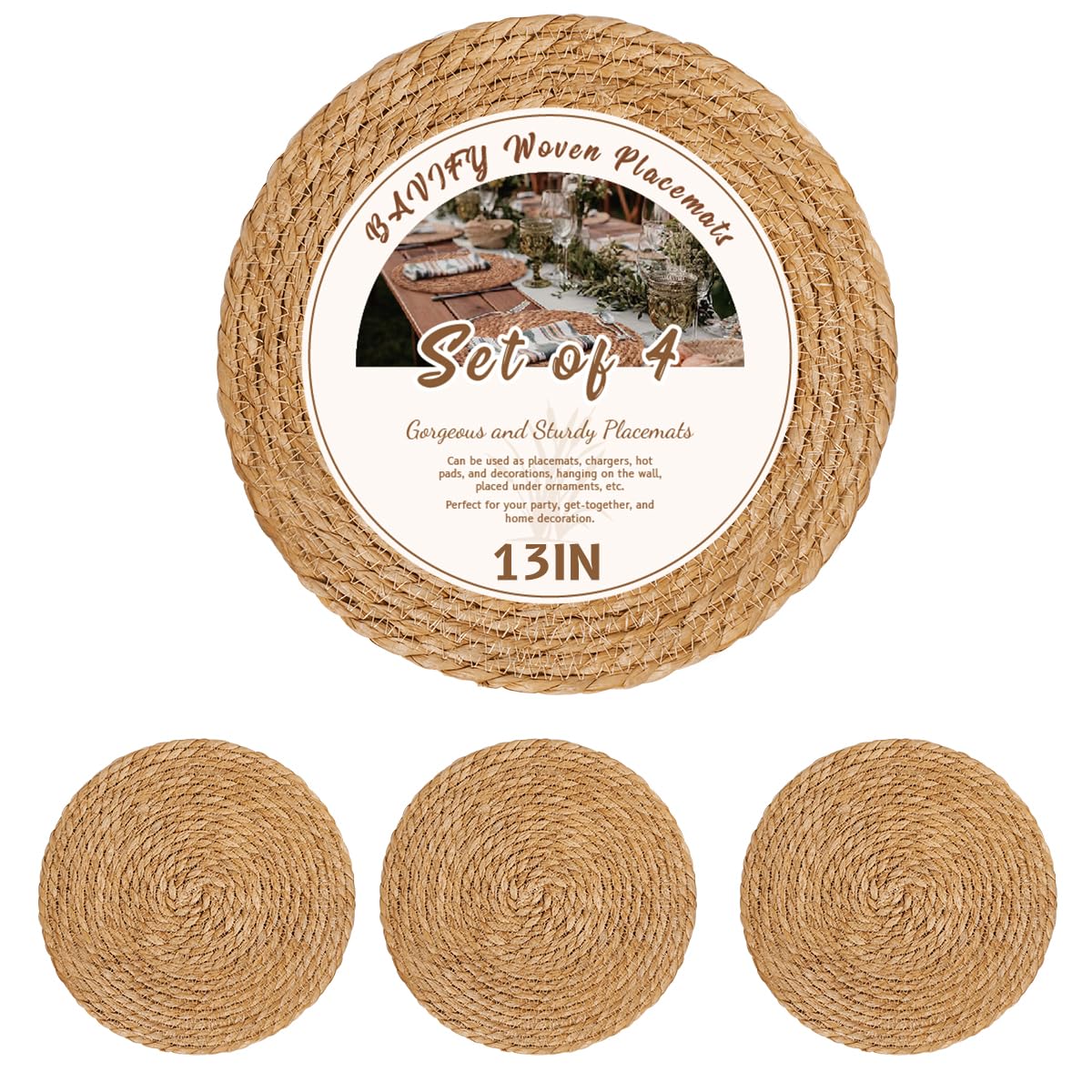 Round Woven Boho Placemats Set