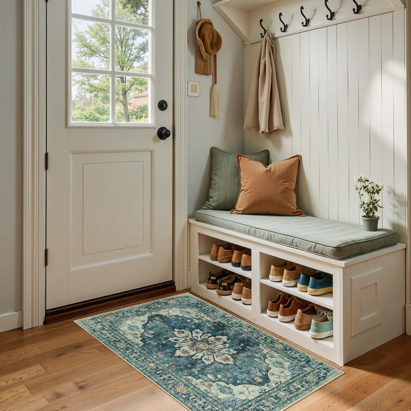 RELEANY Washable Floral Area Rug