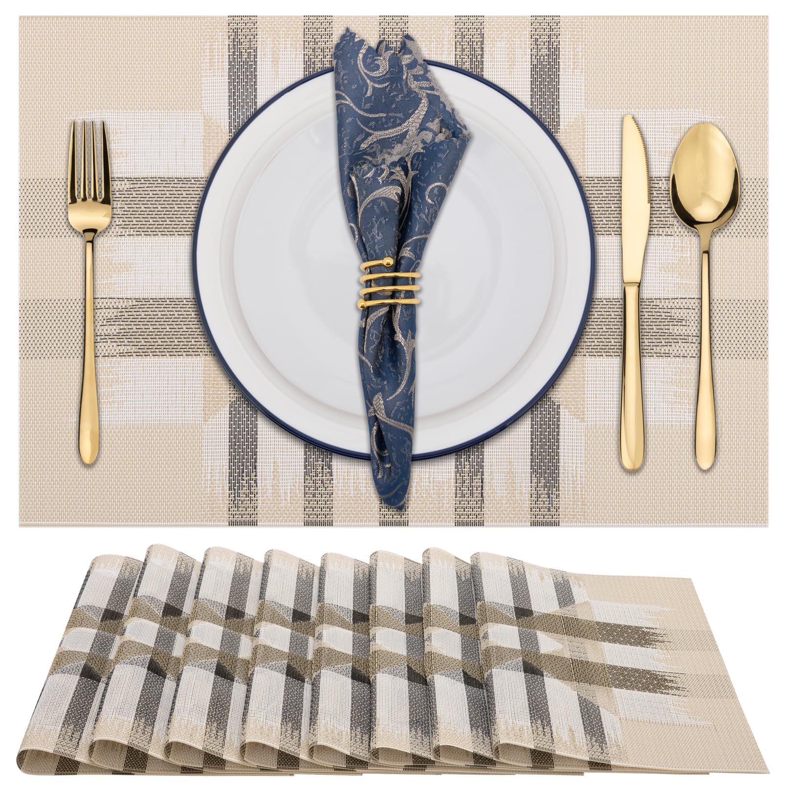 Winknowl Woven Vinyl Placemats Set of 8