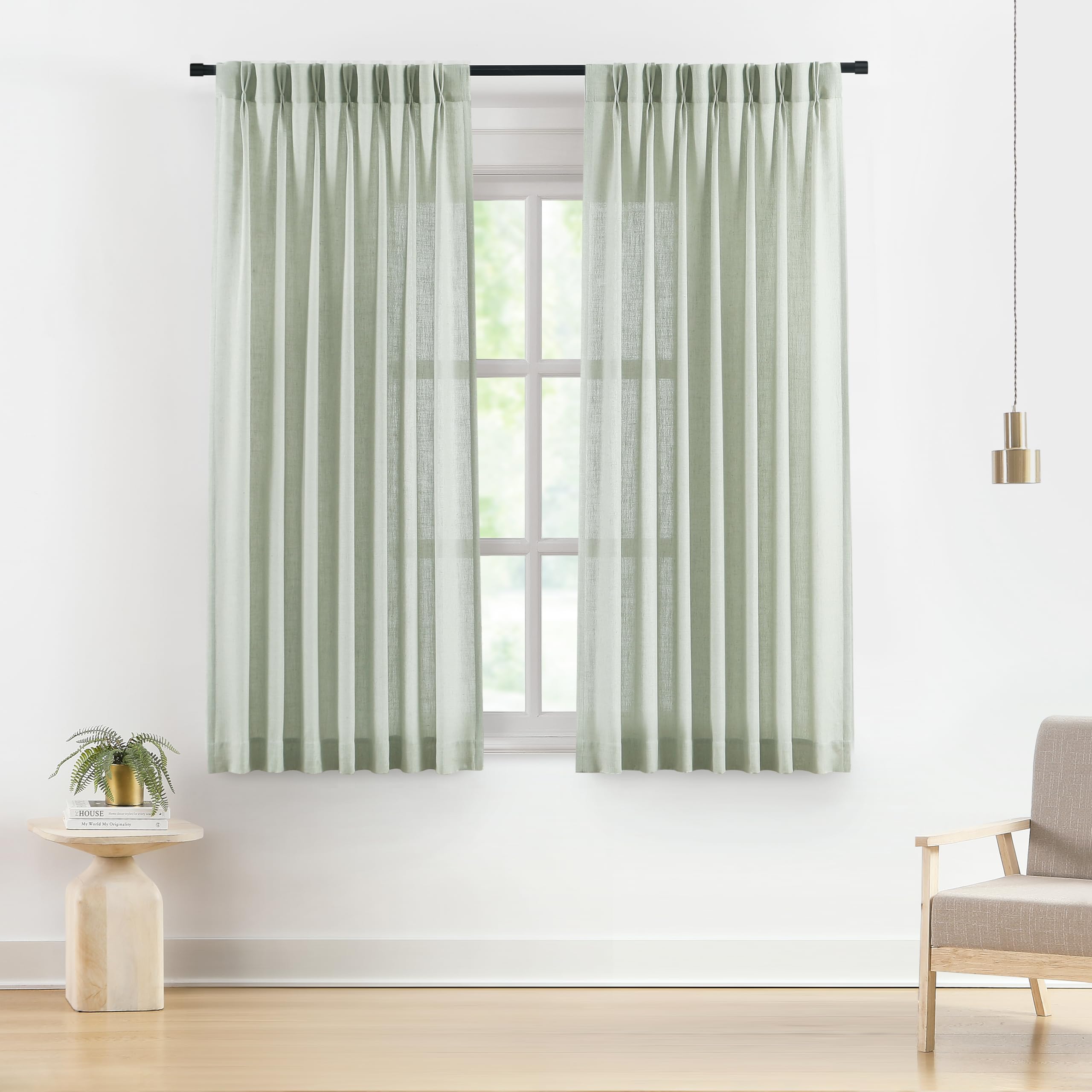 Vision Home Pinch Pleated Sheer Curtains