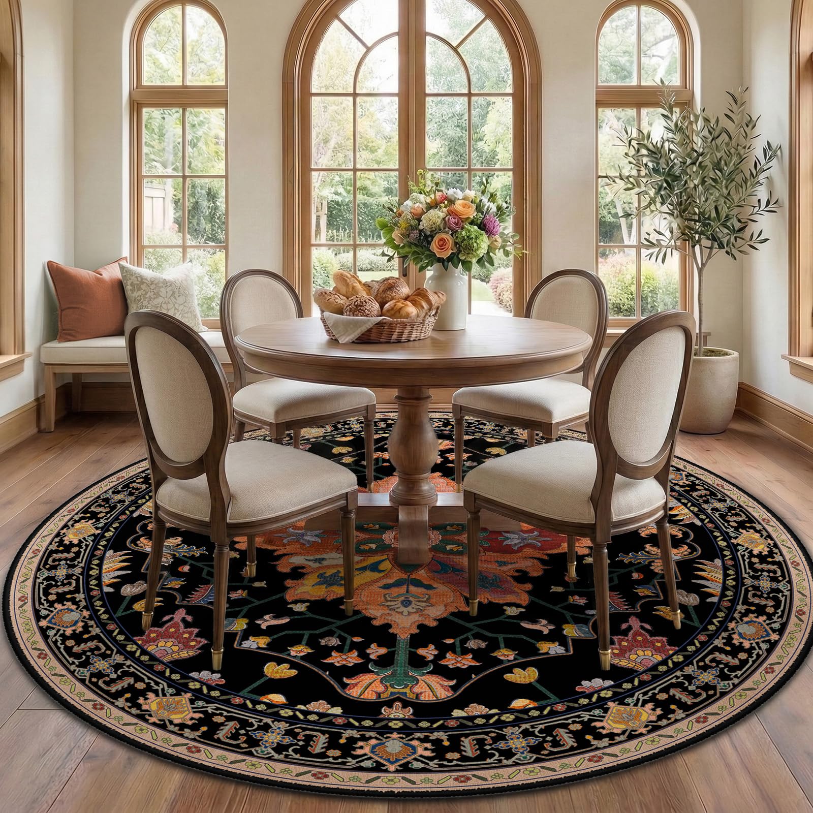 RELEANY Washable Floral Area Rug