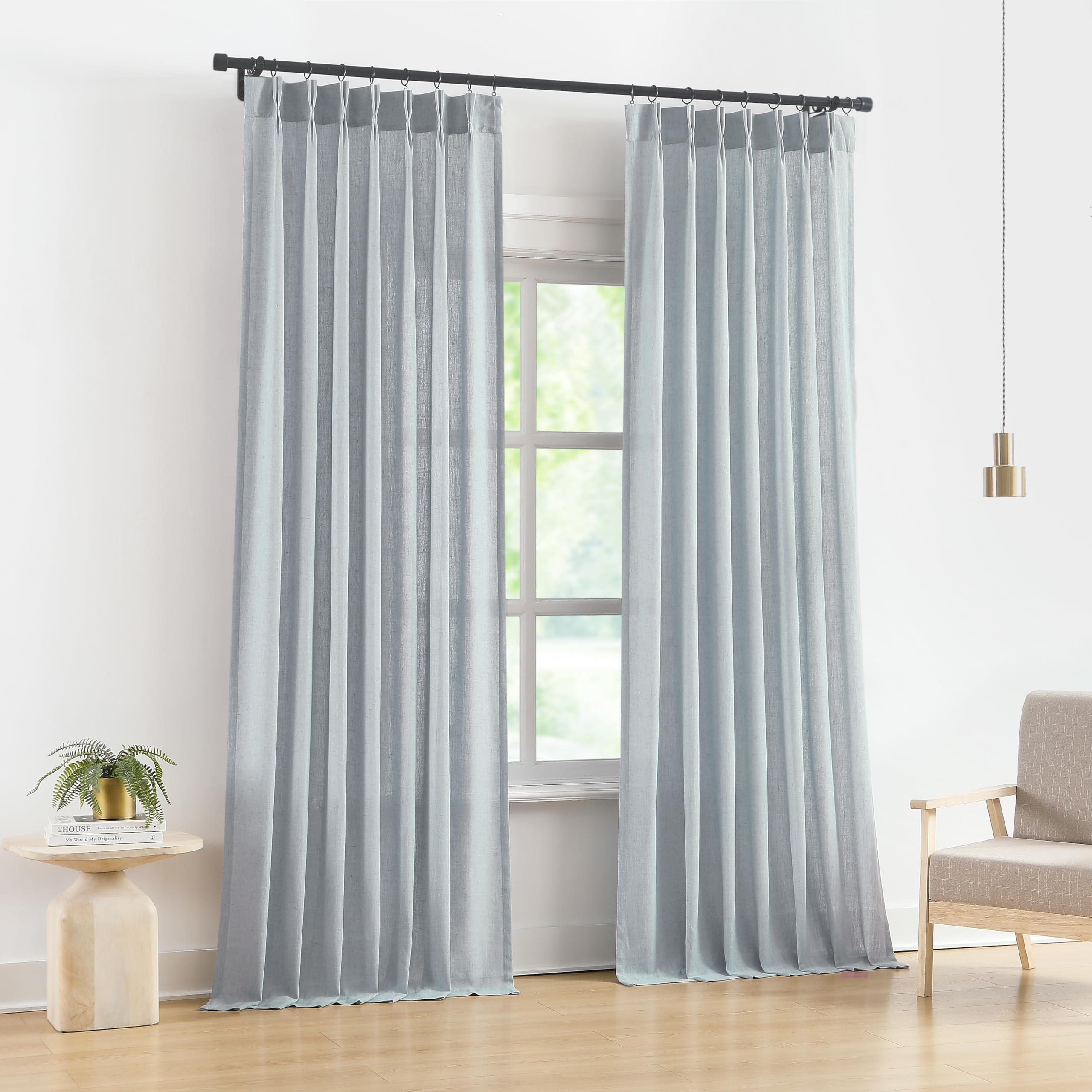 Vision Home Pinch Pleated Sheer Curtains
