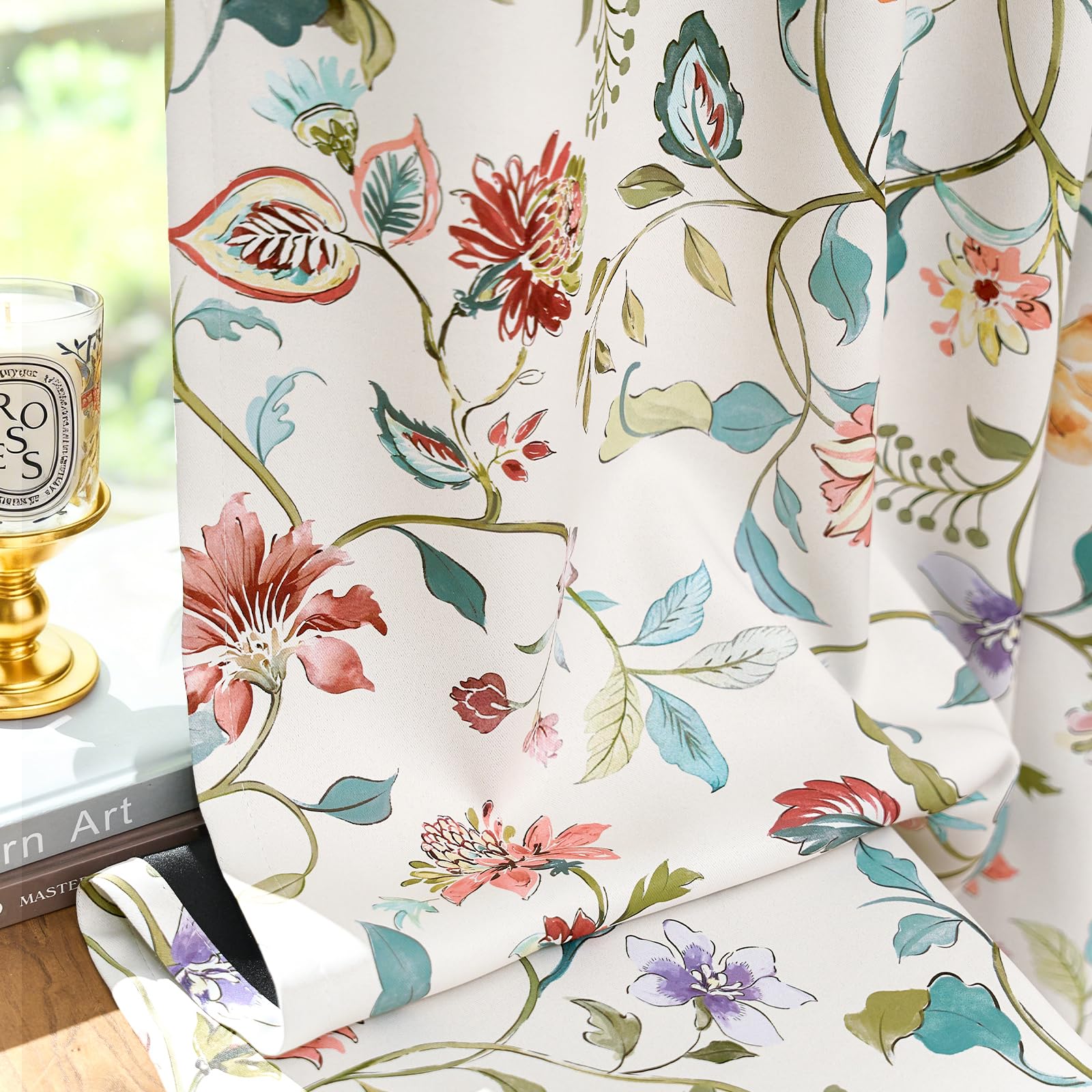 jinchan Boho Floral Blackout Curtains