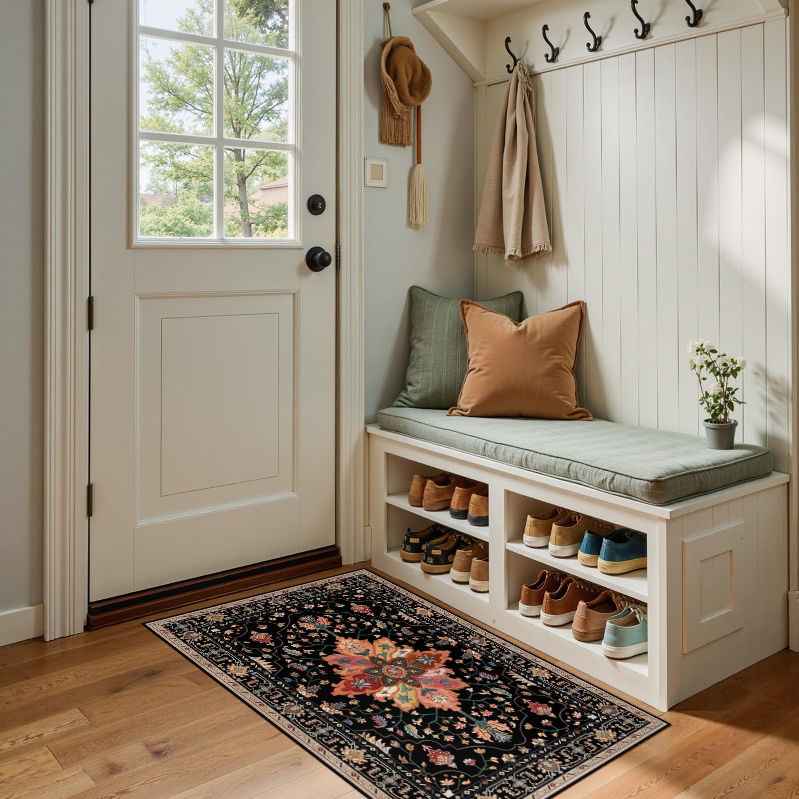 RELEANY Washable Floral Area Rug