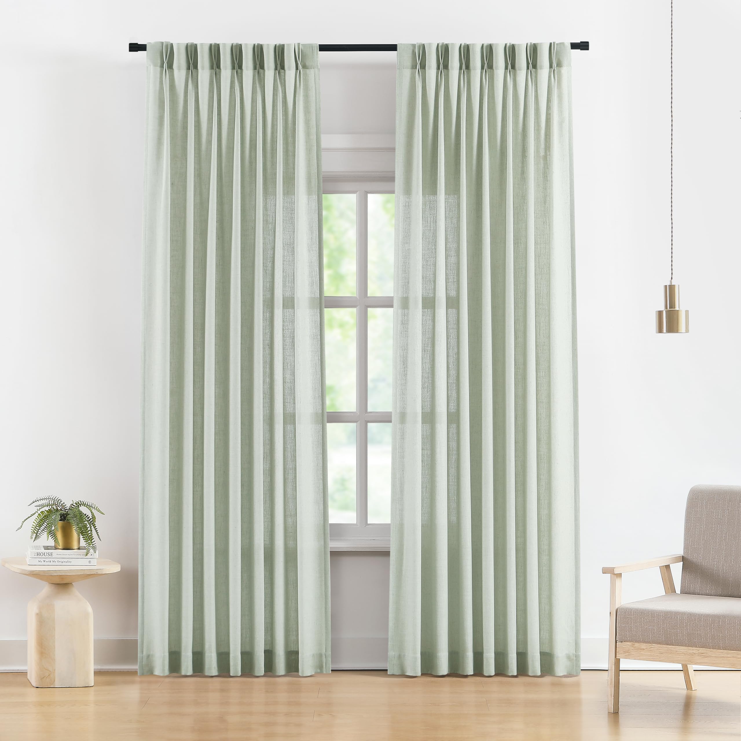 Vision Home Pinch Pleated Sheer Curtains